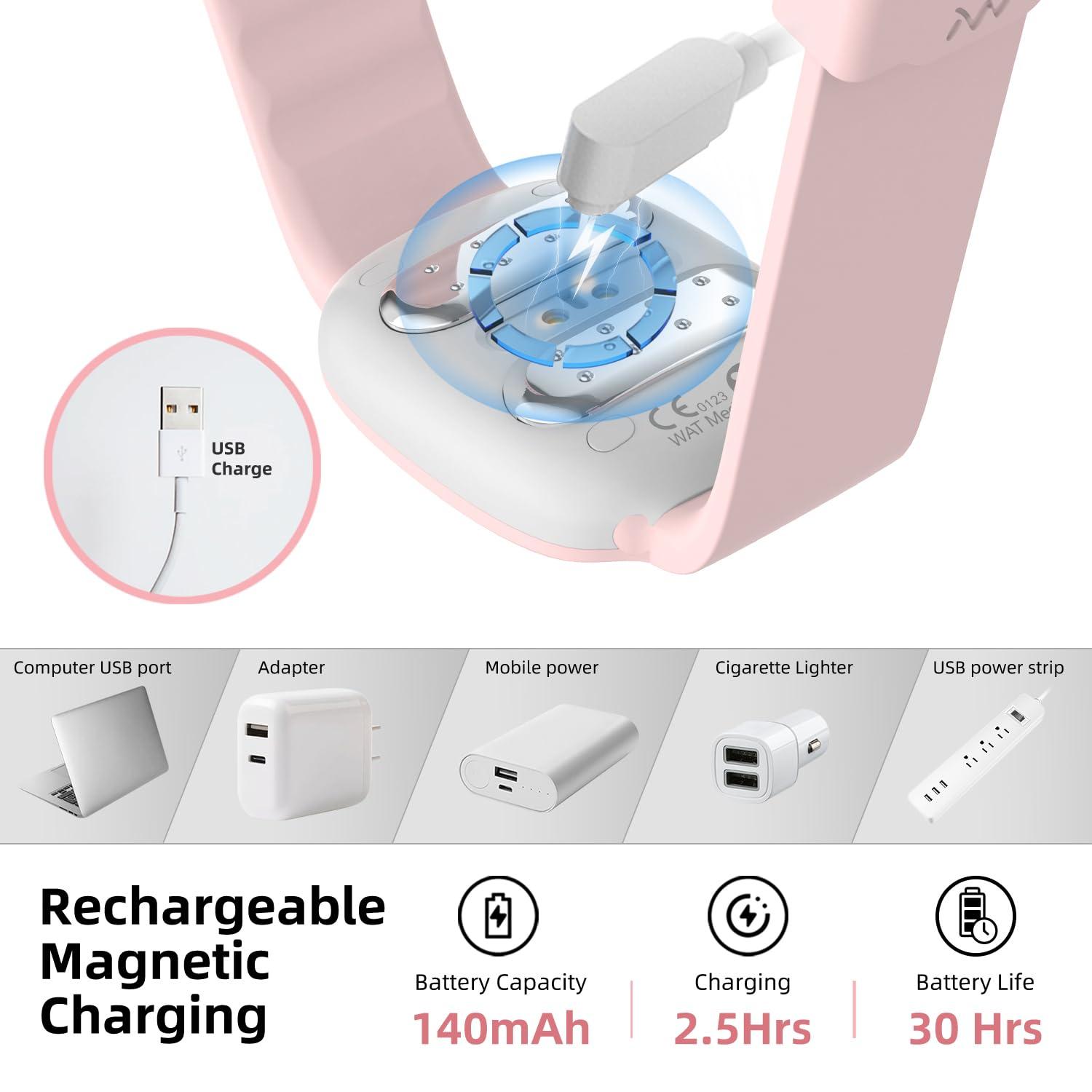 EmeTerm EmeTerm Fashion Pink Anti-Nausea Wristband Relieve Morning Motion Travel Sickness Rechargeable Drug Free Bands Without Side Effects - Extra 2pack Conductive Gel