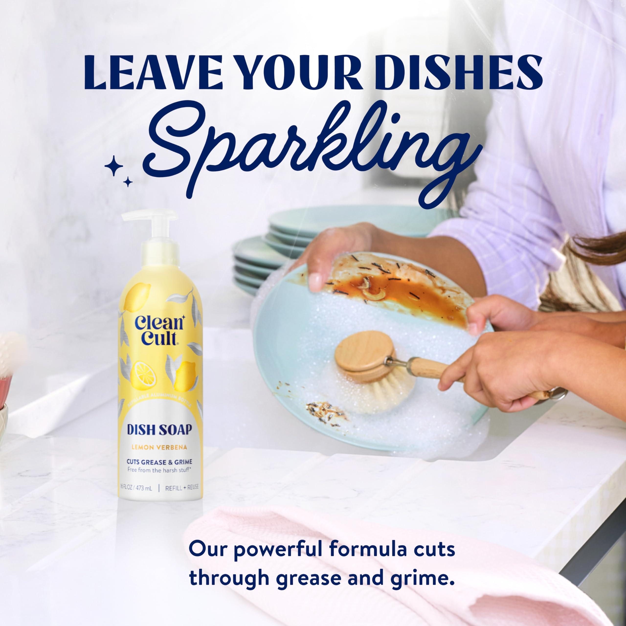 Cleancult Cleancult Dish Soap Liquid Refill (32oz, 1 Pack) - Plant Based Cleaning Power - Dish Soap that Cuts Grease & Grime - Free of Harsh Chemicals - Uses 90% Less Plastic - Lemon Verbena