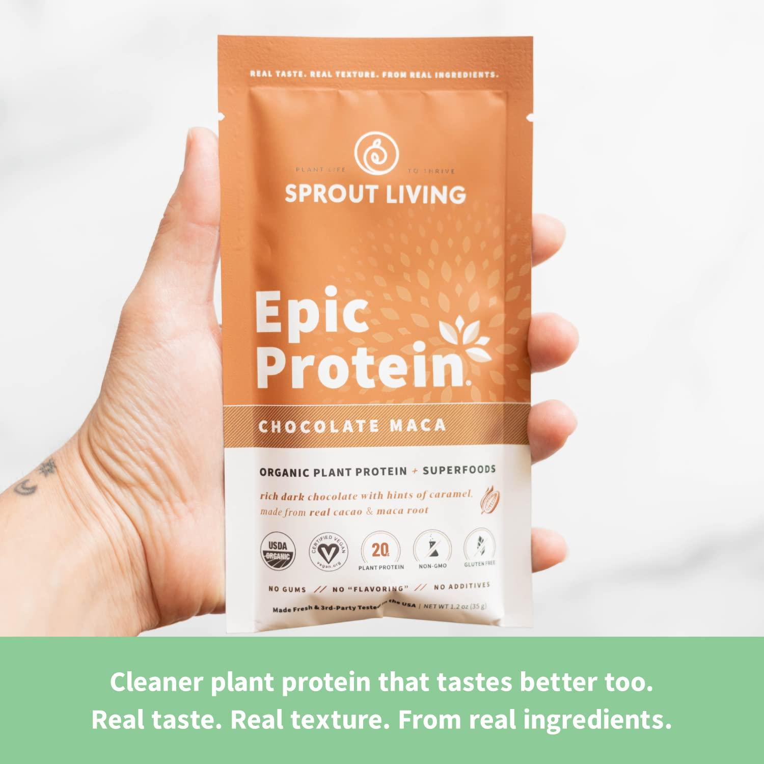 Sprout Living Sprout Living Epic Protein Bundle - Chocolate Maca & Vanilla Lucuma (20g Organic Plant-Based Protein Powder, Vegan, Gluten Free, Superfoods) | 2lb, 24 Servings