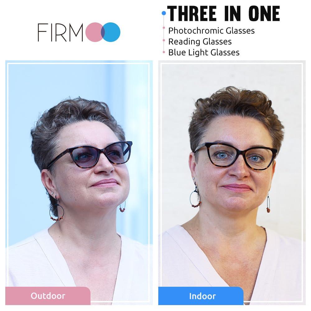 Firmoo Firmoo Photochromic Progressive Multifocus Computer Reading Glasses 2.5, Tortoise Blue Light Blocking Eyeglass UV400 Sunglasses Readers