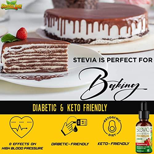 STEVIA INTL Stevia Intl - Strawberry Flavor, Organic Stevia Liquid Sweetener, Best Sugar Substitute, 100% Pure Extract, Naturally Sweet, No Sugar Added, 0 Calorie, O Carb, NON-GMO, Diabetic & Keto Friendly (2oz)
