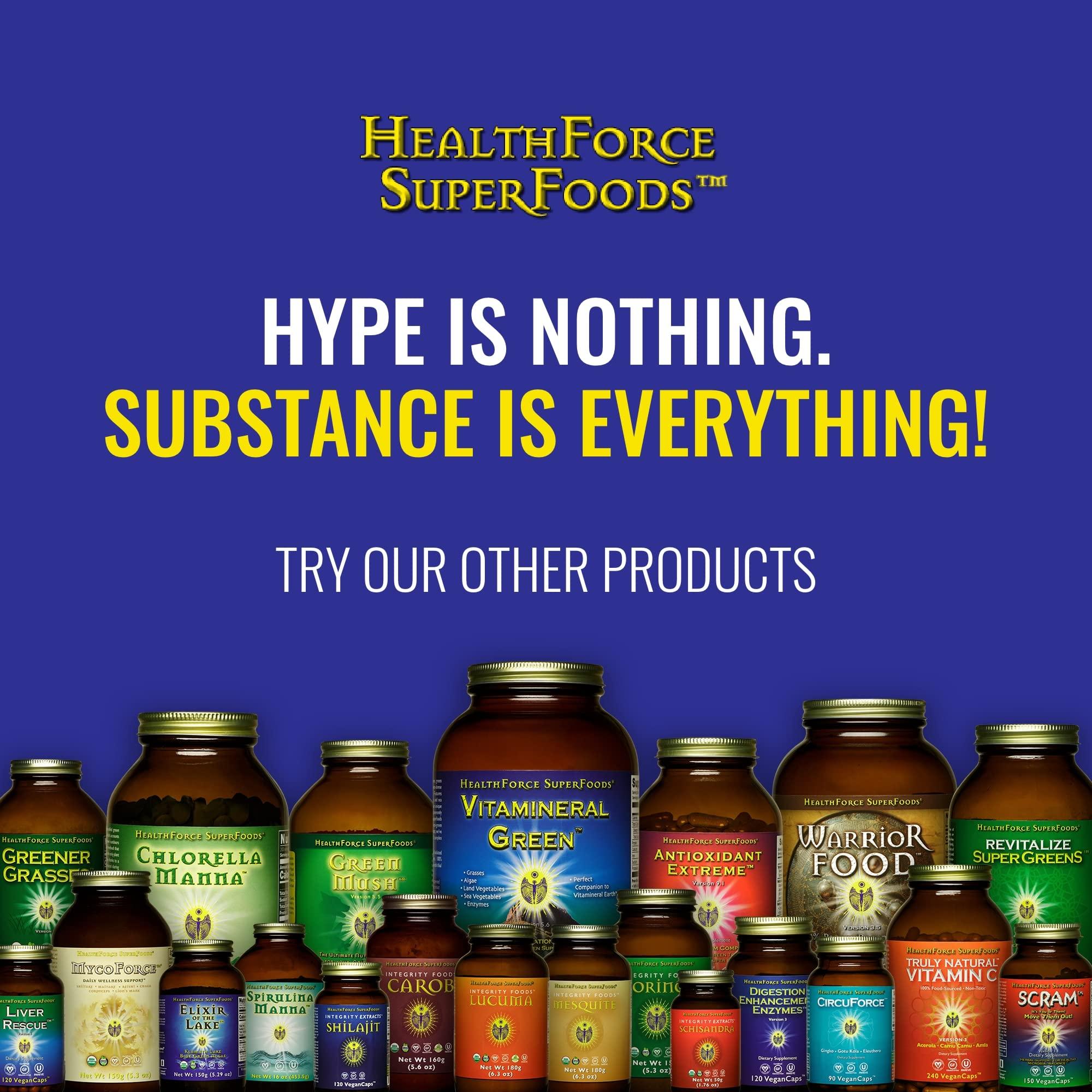 HEALTHFORCE SUPERFOODS HealthForce SuperFoods Vitamineral Green - Mineral Supplement for Immune & Thyroid Support - Green Powder Supplement with Ingredients from The Land - Gluten-Free & Vegan - 120 Capsules