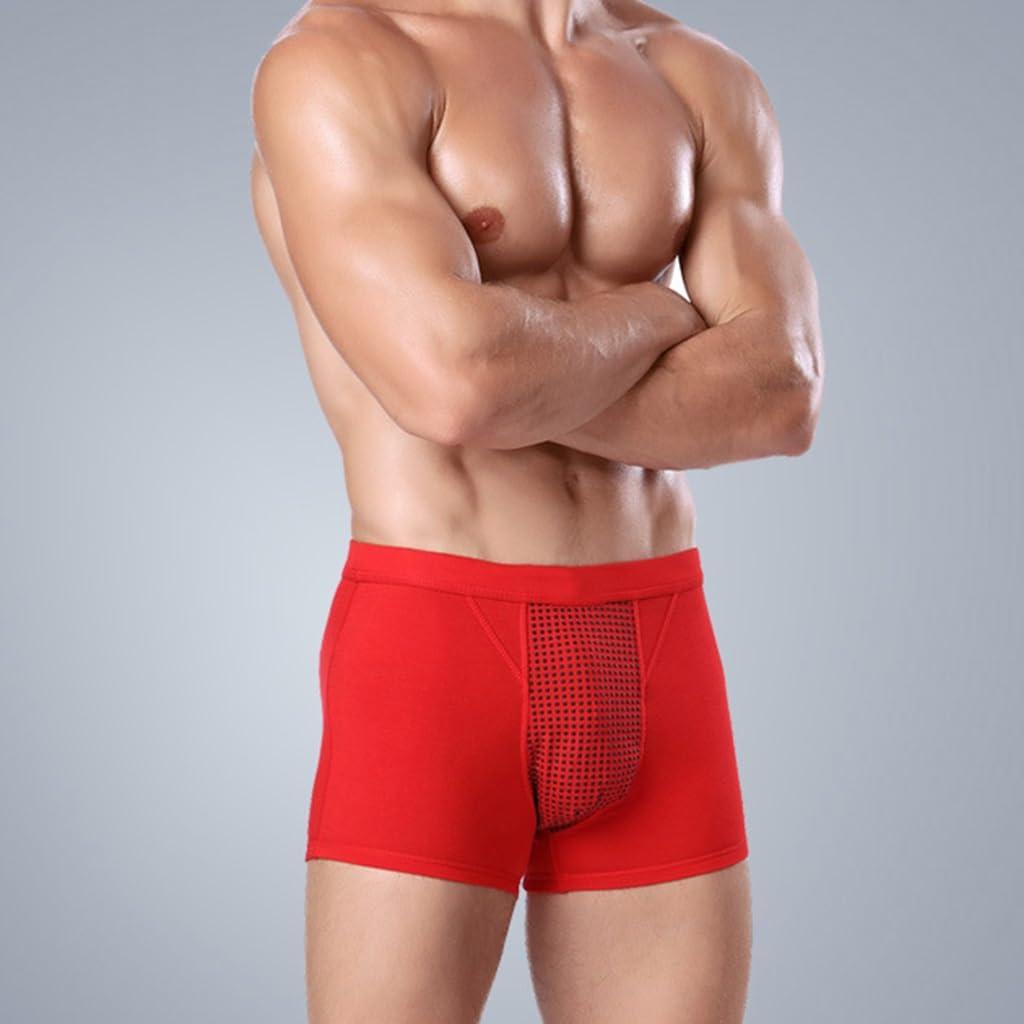POCHY 3-Packs Men\'s Underwear Tourmaline Prostate Enlargement Therapy Magnetic Boxer Briefs Health Care Inner Pants (Color : 3PCS-RED, Size : 5X-Large)