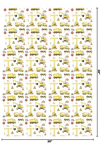 Titiweet Titiweet Construction Wrapping Paper - Truck Wrapping Paper for Boys, Kids, 12 Sheets Tractor & Trucks Wrapping Paper for Birthday Holiday, 20 x 28 Inches Per Sheet(Construction(12 sheets))