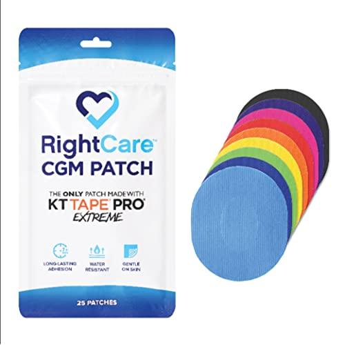 RightCare RightCare CGM Adhesive Patch, Universal (25-Pack), Covered Oval, Multicolor Assortment, Bag of 25, Made with Synthetic PRO Extreme KT Tape