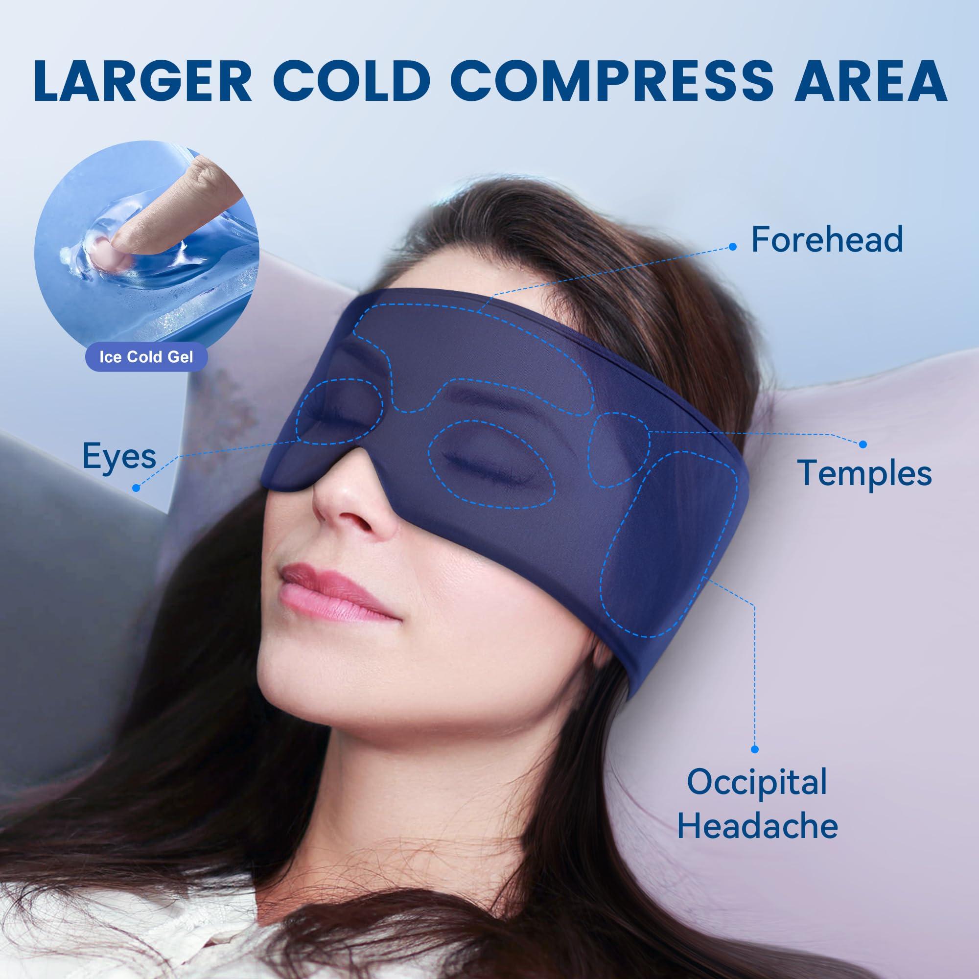FACEMOON Migraine Relief Cooling Eye Mask- Cold Compress, Ice Cold Sleep Mask for Puffy Eyes, Dark Circles, Migraine & Headache Relief, Soft Thick Gel for Long Lasting Comfort FSA HSA Eligible-Blue