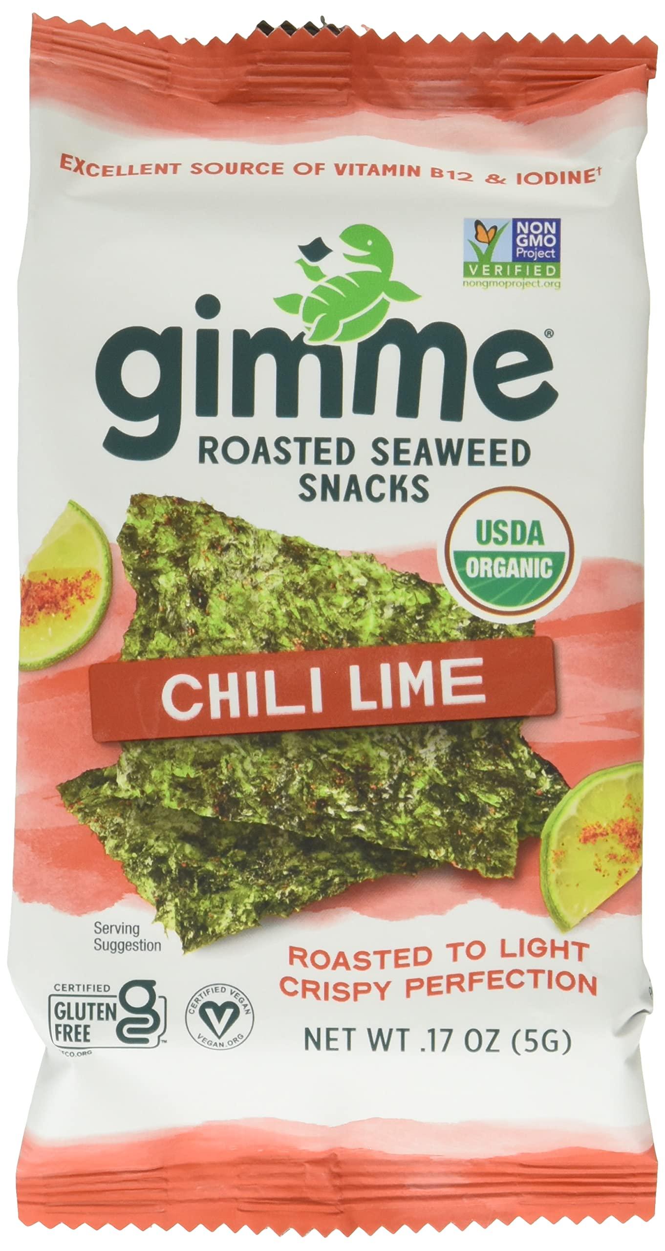 gimMe Gimme Chili Lime Flavored Roasted Seaweed Snacks, 6 Pieces, Gluten Free, 1.02 Ounces (Pack Of 8)