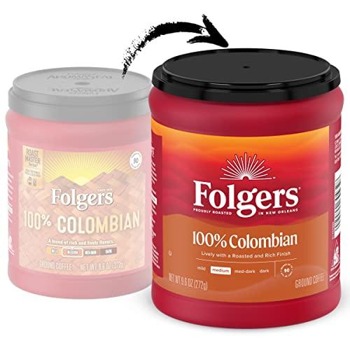 Folgers Folgers 100% Colombian Coffee, Medium Roast Ground Coffee, 9.6 Ounce Canister