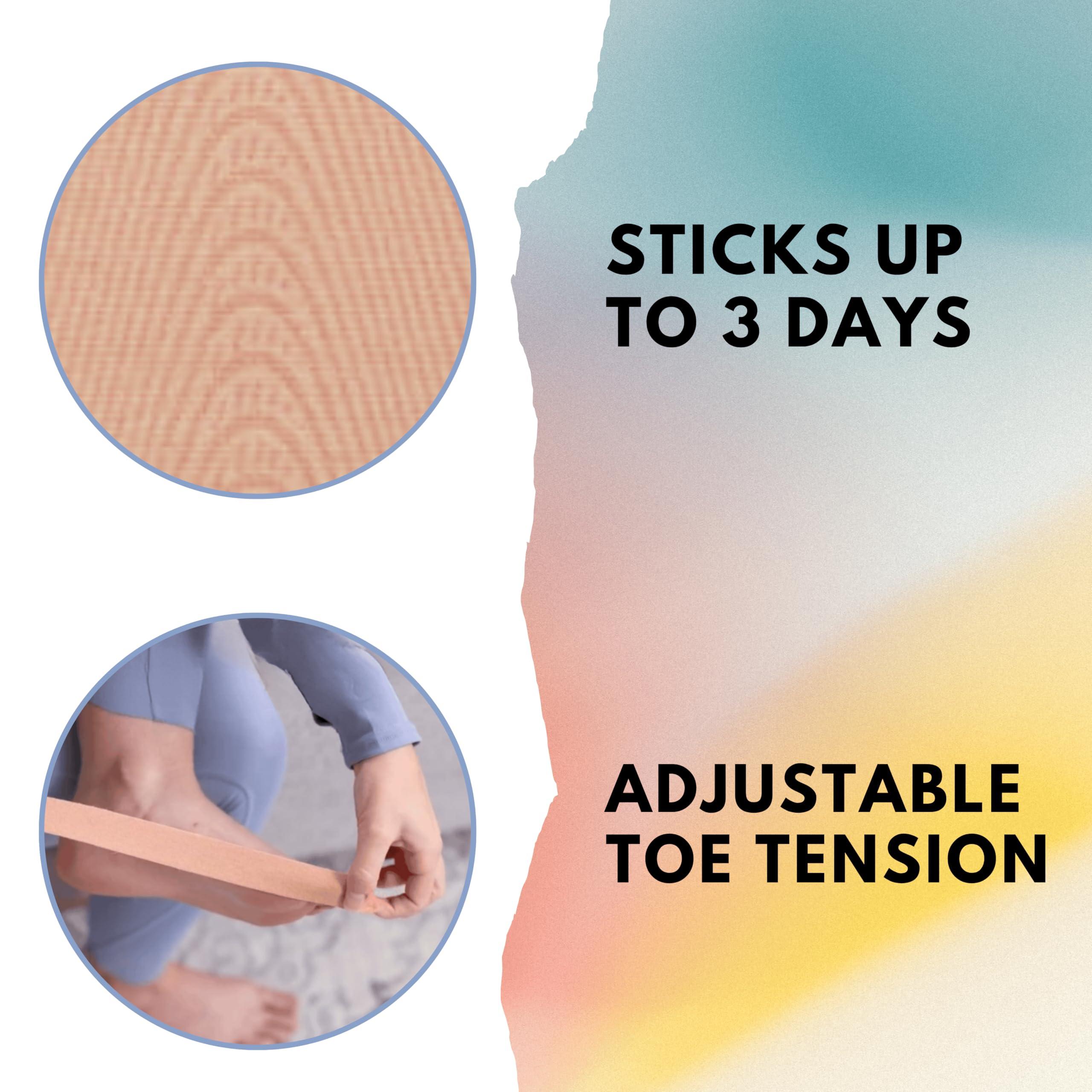 ToeTape Bunion Correction & Pain Relief Tape | 40 Count | Precut Kinesiology Tape for Bunions, Big Toe Sprains, Pain Relief and Support | Hypoallergenic and Sweatproof (Nude)