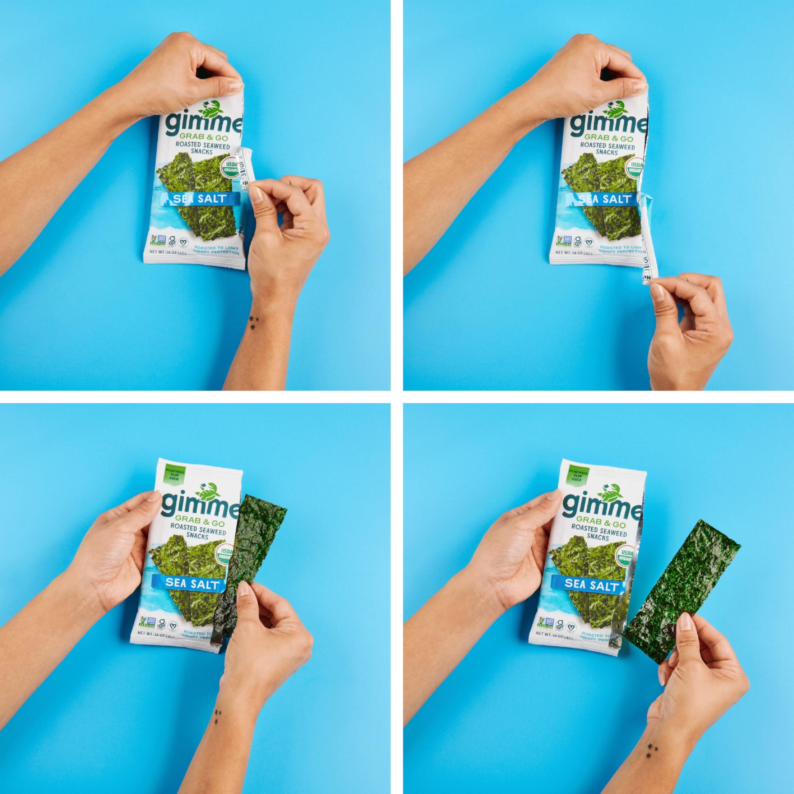 gimMe Gimme Seaweed Grab & Go Organic Premium Roasted Seaweed Snacks, Teriyaki, 5 Count Trayless, Keto, Vegan, Gluten-Free, Source of Omega3s and Iodine, Healthy On-The-Go Snack for Kids and Adults