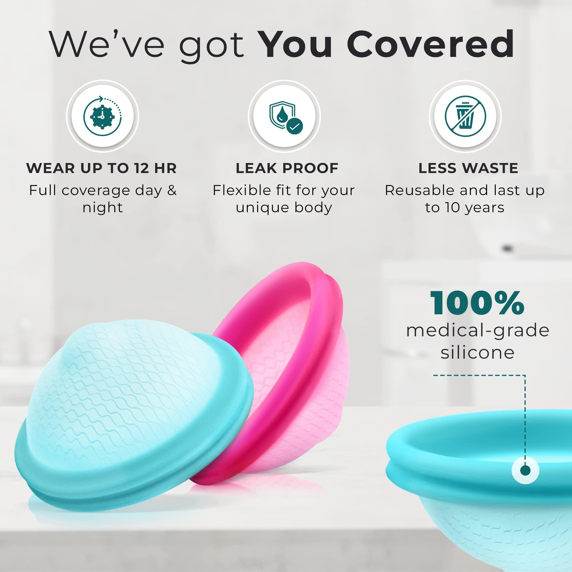 EcoBlossom Reusable Period Disc - Soft Period Disc for Women (Small/Large (Teal & Magenta))