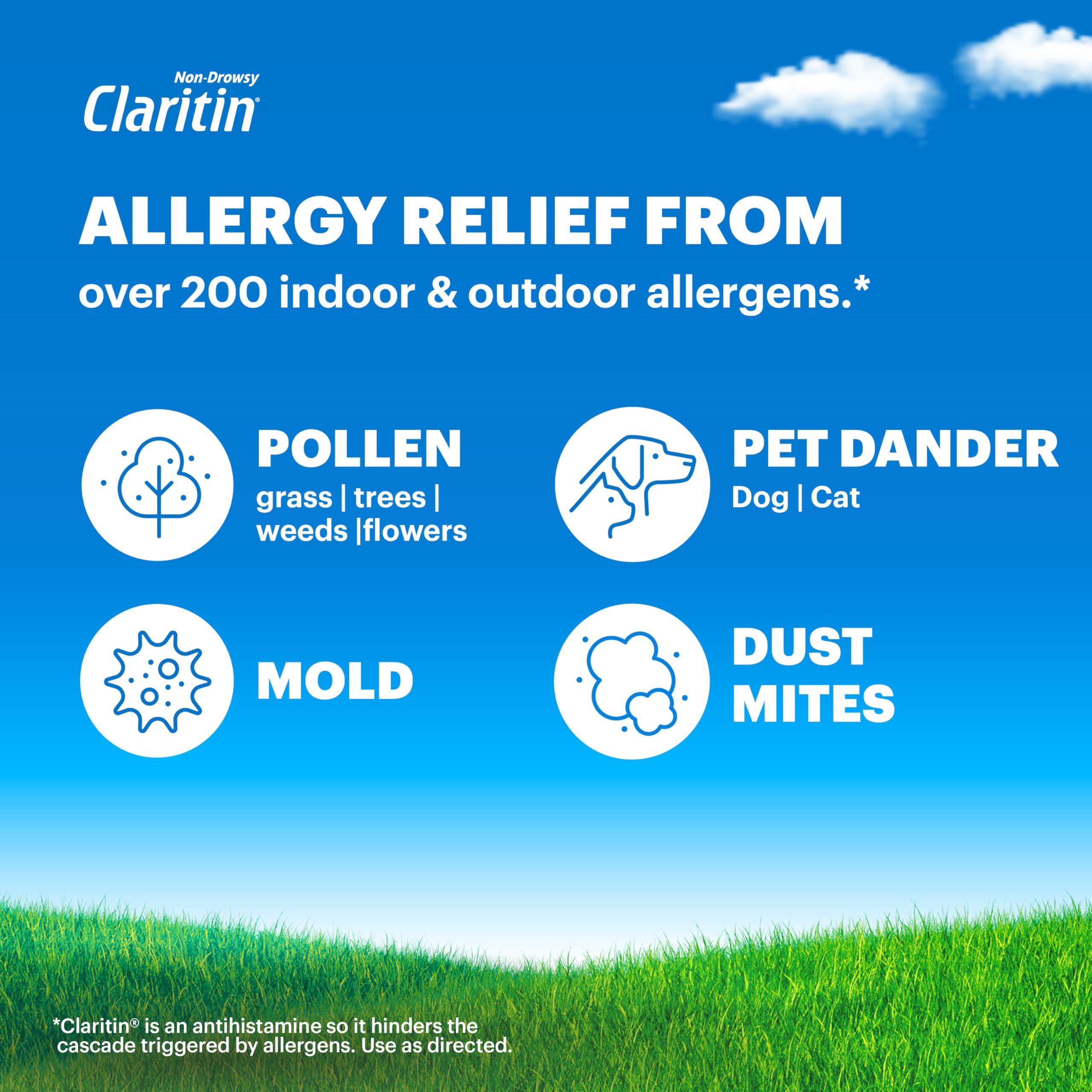 Claritin Claritin Allergy Medicine for Adults, 24-Hour Non-Drowsy Loratadine 10mg Pills, Antihistamine, 100 Tablets