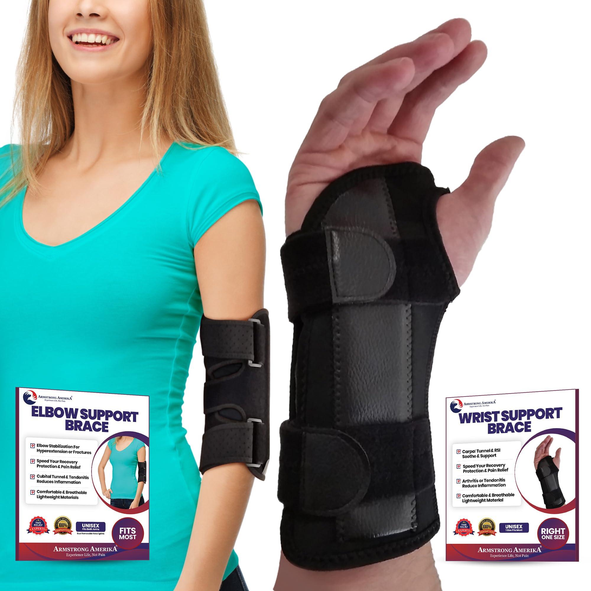 ARMSTRONG AMERIKA ARMSTRONG AMERIKA Wrist Brace For Carpal Tunnel Right Hand + Elbow Brace Fits Most
