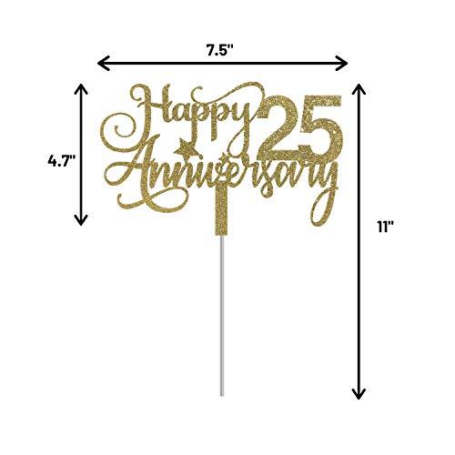 ALPHA K ALPHA K 25th Anniversary Cake Topper, 25th Wedding Anniversary Party Decoration with Premium Gold Glitter