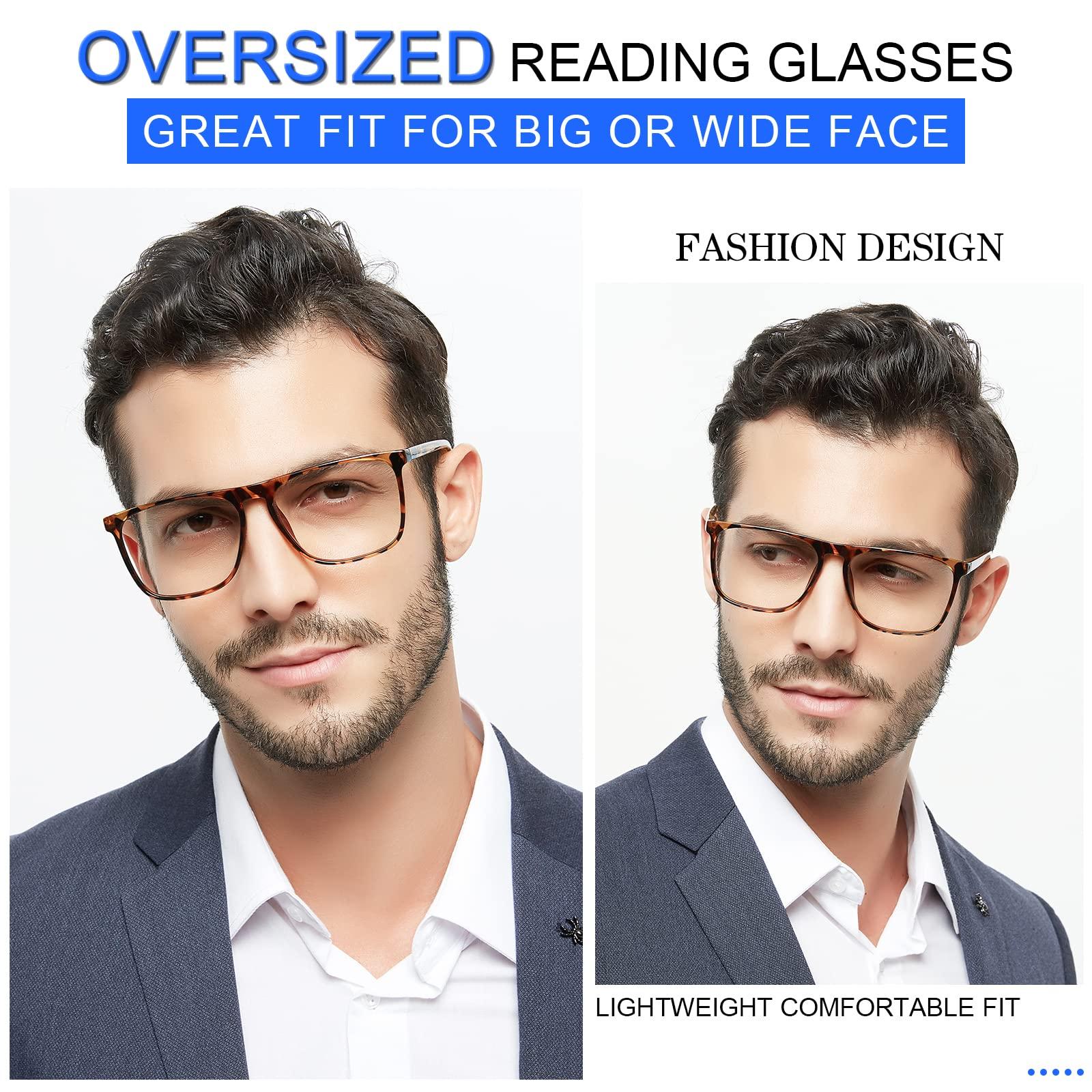 MARE AZZURO MARE AZZURO Men's Oversized Reading Glasses 1.75 Big Square Readers for Large Head 1.00 1.25 1.50 1.75 2.00 2.25 2.50 2.75 3.00 3.50 4.00 5.00 6.00 (Tortoise, 175)