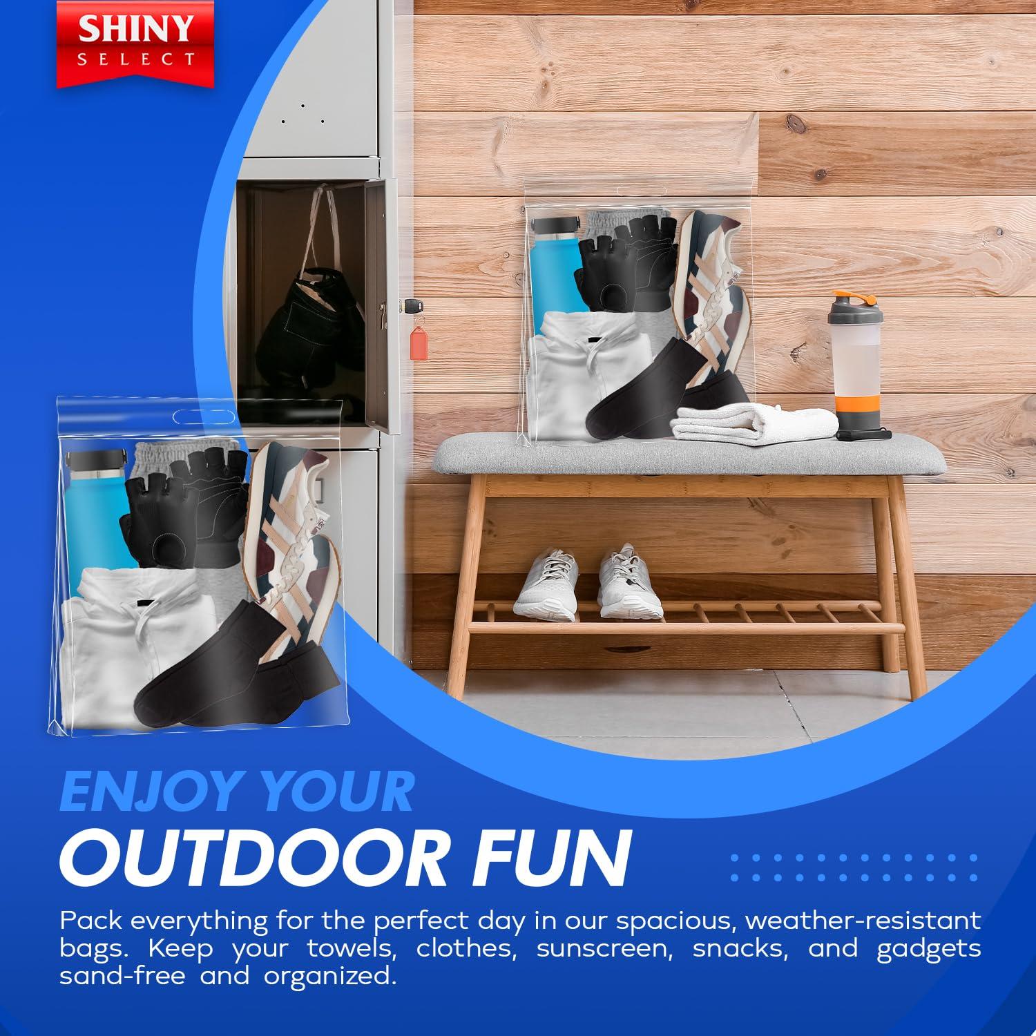 SHINY SELECT Extra Large Big 8 Gallon Jumbo Storage Bag Super Thick Clear Plastic Bags with Handle & Zipper Seal, 15 Bags Heavy Duty 4 Mil. Thick for Moving, Clothing, Beach, Art, Supplies, Towels