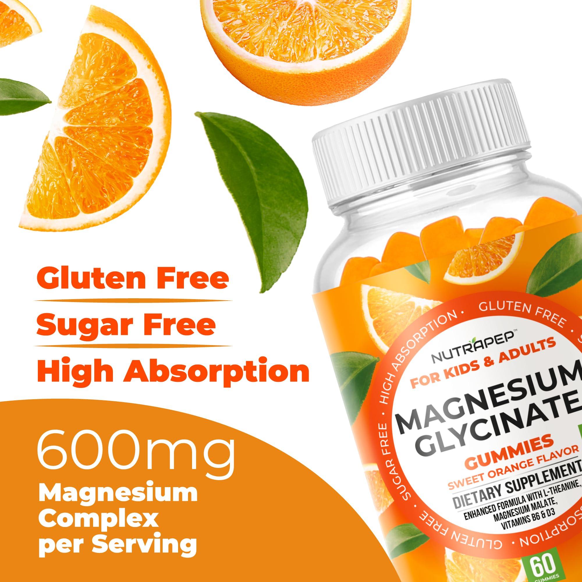 NutraPep Magnesium Glycinate Gummies for Kids & Adults Women & Men - Sugar Free Gluten Free Non-GMO Vegan Chewable Supplement