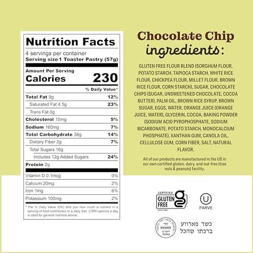 Katz Gluten Free Katz Gluten Free Toaster Pastries. Chocolate Chip. Easy Breakfast Food Or Anytime Snacks For Adults & Kids. Sesame Free, Dairy Free, Nut Free, Peanut Free, Soy Free. Kosher Snacks 8 OZ (Pack Of 12)