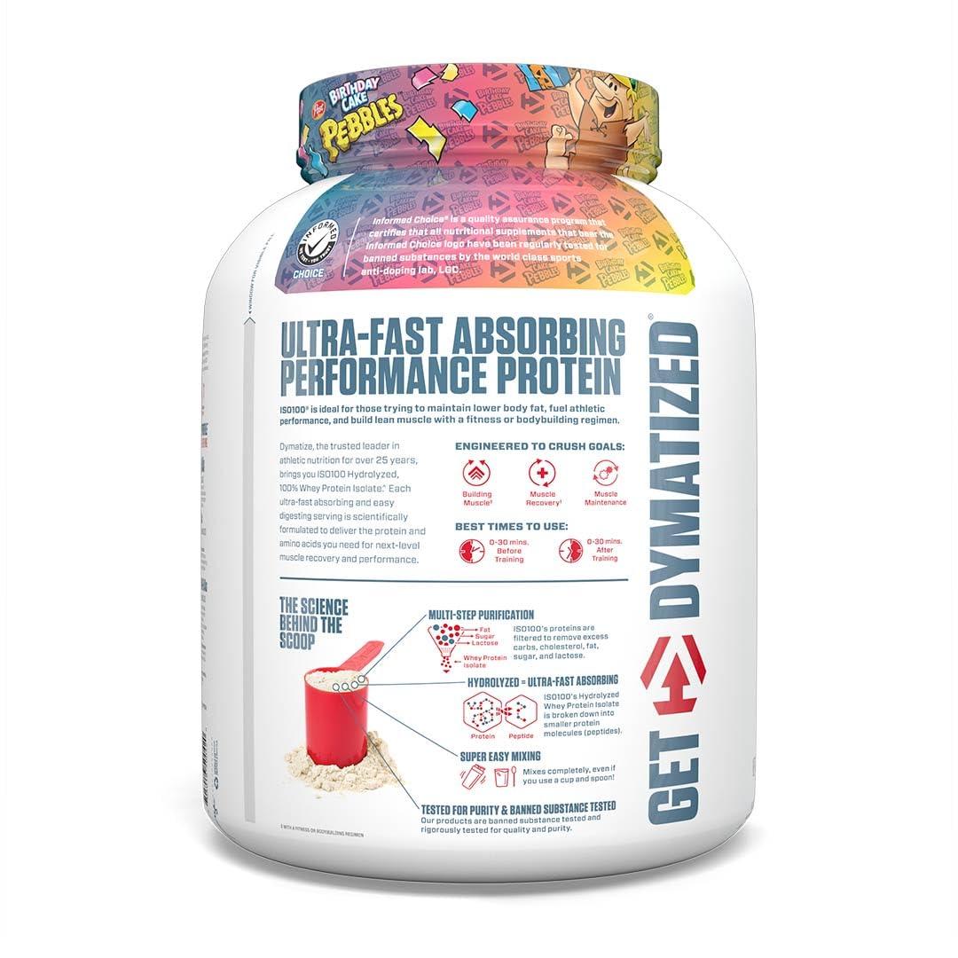 Dymatize Dymatize ISO100 Hydrolyzed Protein Powder, 100% Whey Isolate Protein, 25g of Protein, 5.5g BCAAs, Gluten Free, Fast Absorbing, Easy Digesting, Birthday Cake, 5 Pound
