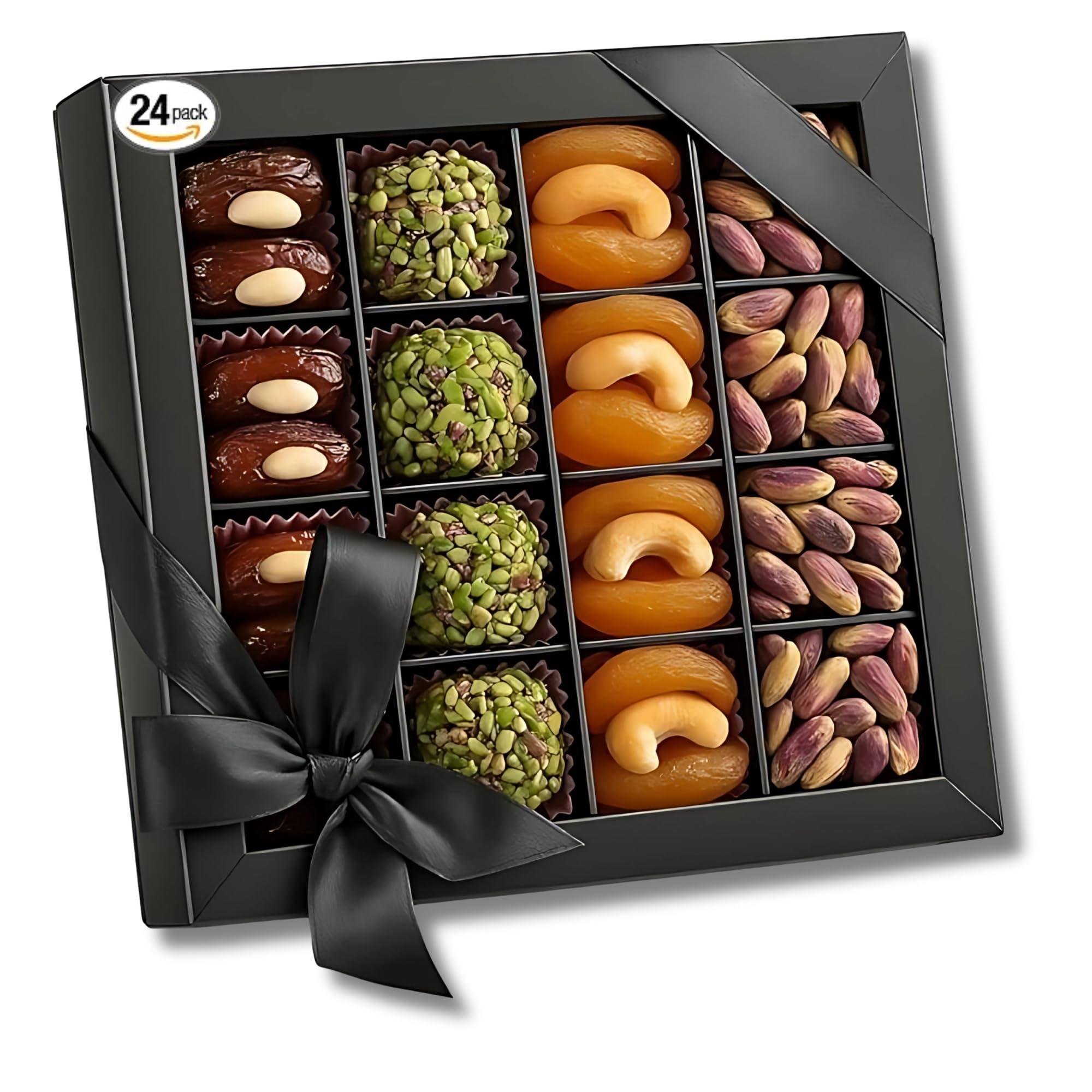 ANDY ANAND CHOCOLATIER Andy Anand 24-Piece Gift Box: All-Natural Truffles and Stuffed Dates Deliciously Healthy, No Sugar Added, Embracing Nature\'s Goodness 10.5 Oz Eid al Fitr, Ramadan. Fresh flown from Turkey.