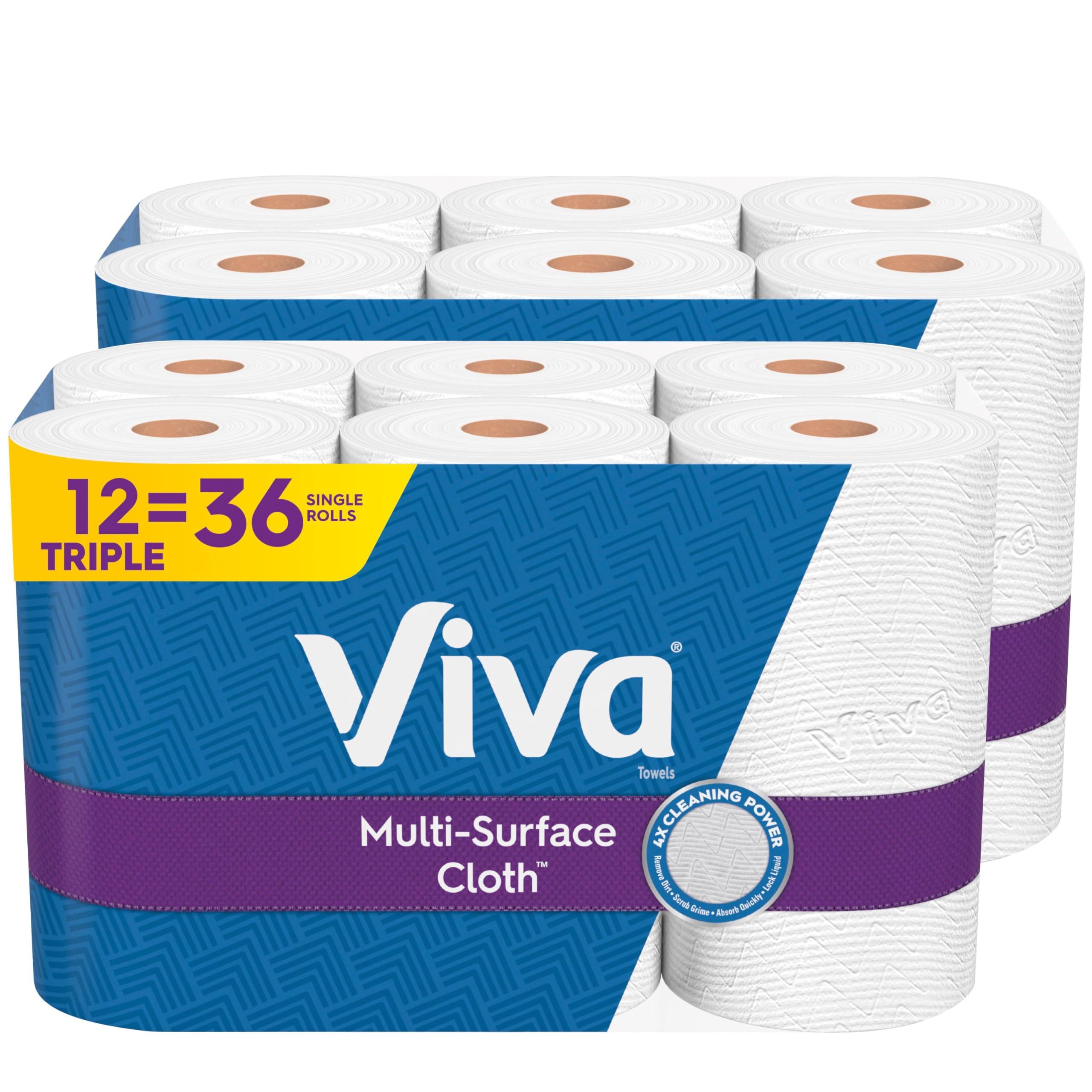 Viva Viva Multi-Surface Cloth Paper Towels, 12 Triple Rolls, 165 Sheets Per Roll (2 Packs of 6)