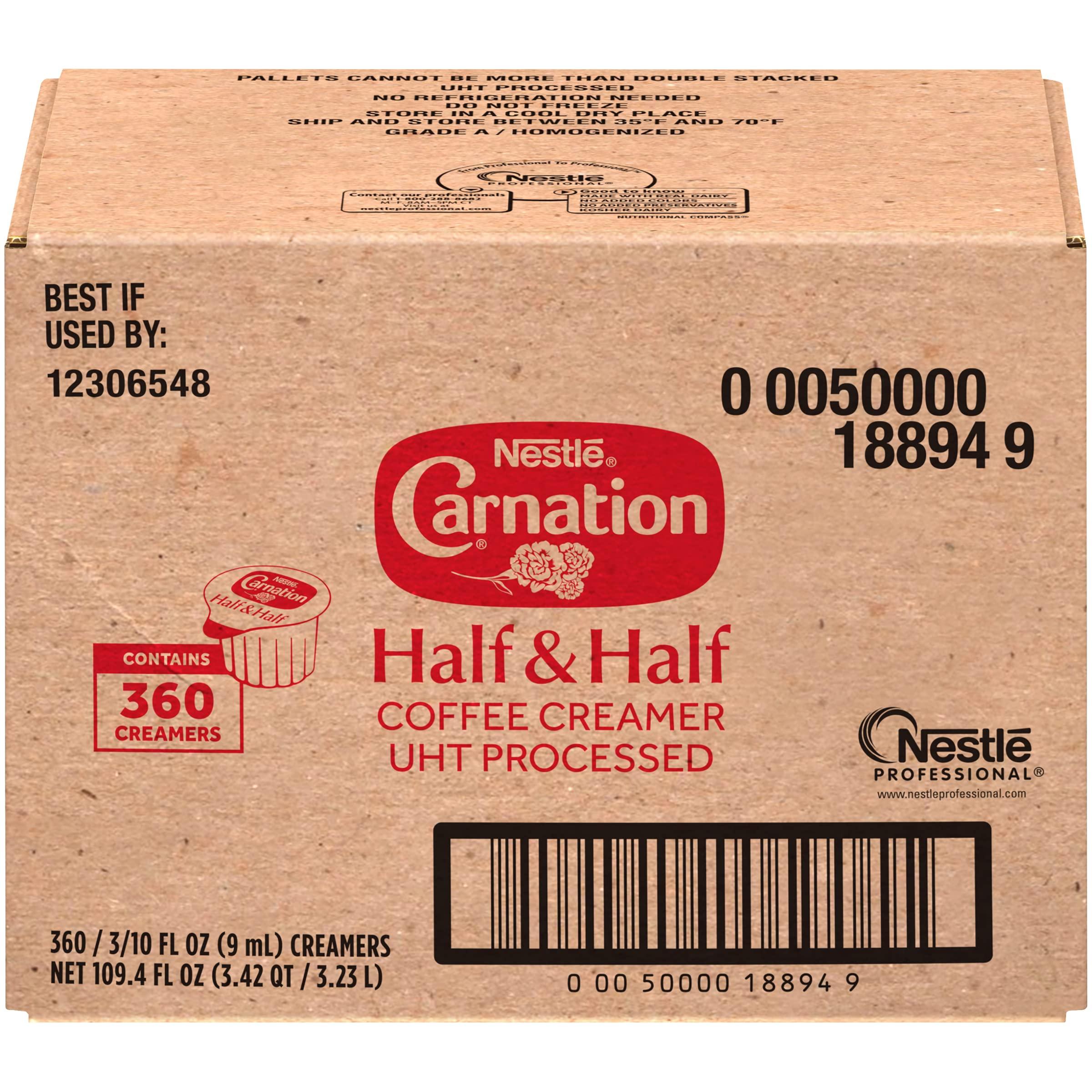 Coffee mate Nestle Carnation Coffee Creamer Half and Half, Made with Real Dairy, 0.304 fl oz Tubs (Pack of 360)