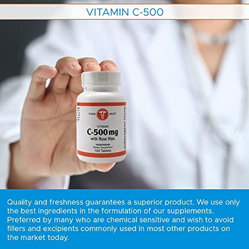 Holistic Health Holistic Health Vitamin C 500mg with Rose Hips Tablet, Vitamin C Supplement to Boost Immunity and Help Balance Blood Pressure, Vitamin C Vegetarian Supplement, 100 Tablets
