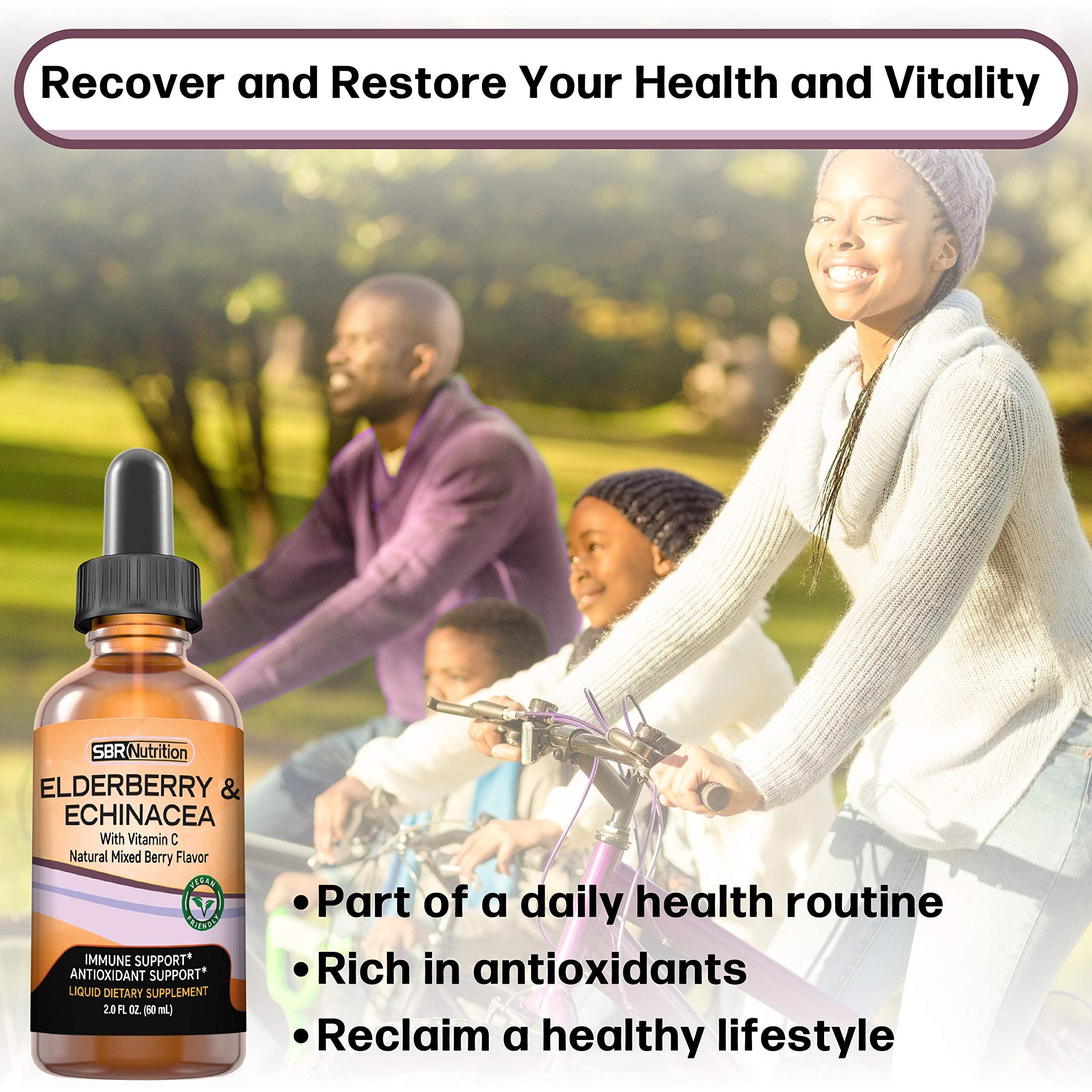 SBR Nutrition SBR Nutrition D3+K2 and Elderberry Bundle Vitamin D3K2 (MK7) Liquid Drops, Peppermint,1oz | Elderberry & Echinacea & Vitamin C Liquid Drops, 2oz | Adults & Kids | Non-GMO, Gluten Free