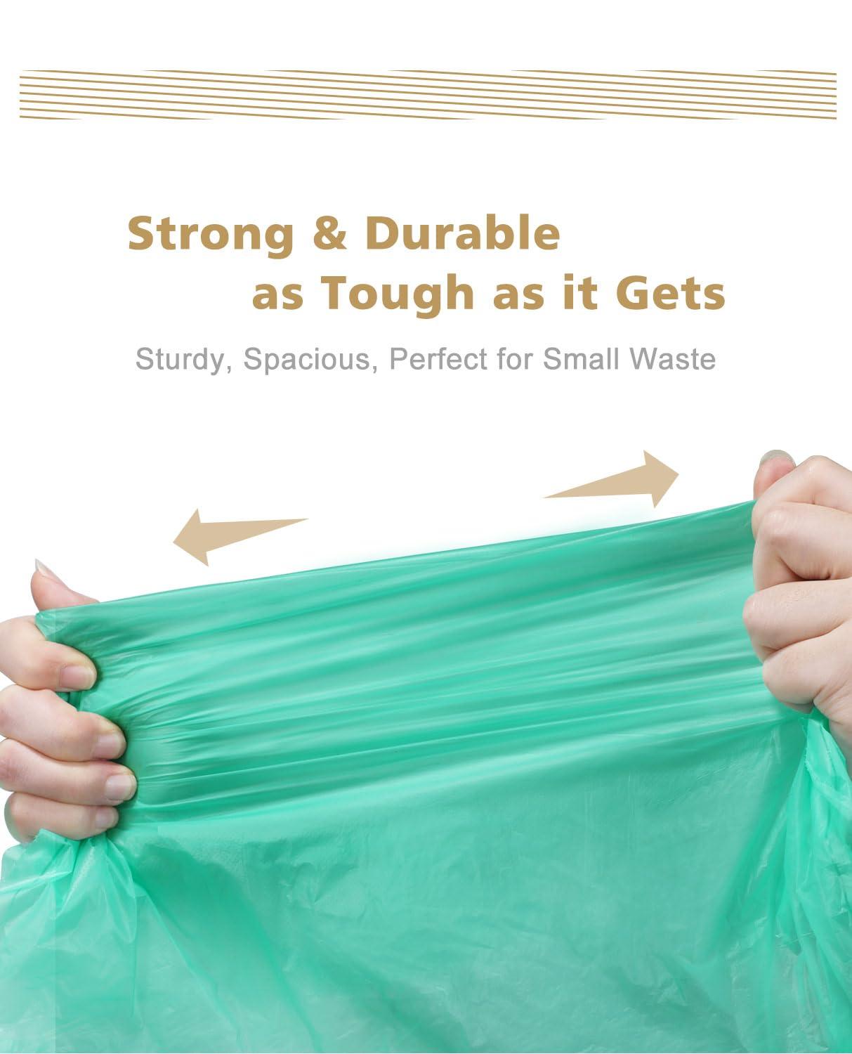 AYOTEE Small Compost Bags 1.2 Gallon 125 Count, AYOTEE Drawstring Mini Trash Bags, Strong Small Compostable Trash Bags Small Bathroom Trash Bags for Home Kitchen Office Fit 4.5-5 Liter Trash Can, 1-1.5 Gal