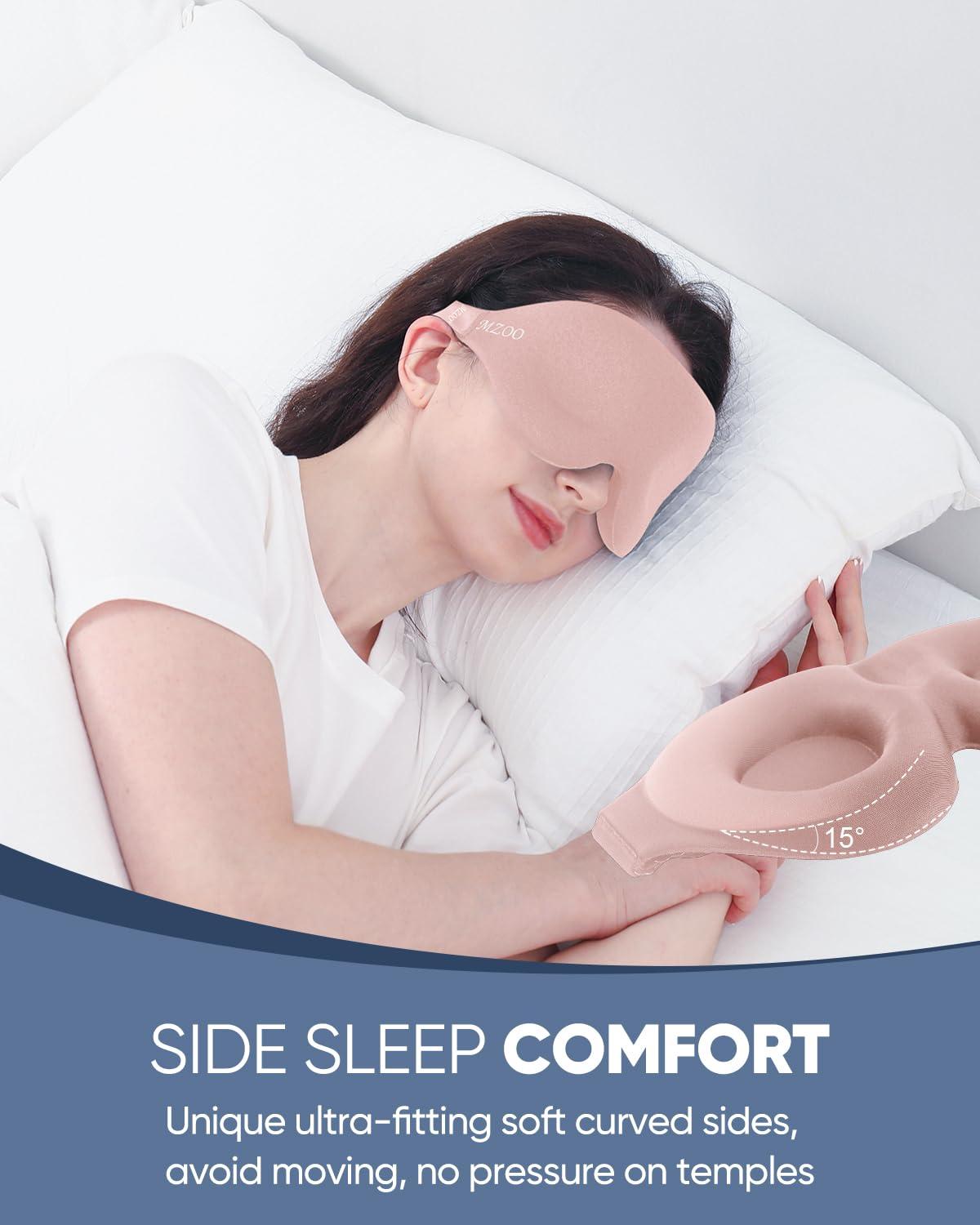 MZOO MZOO Sleep Eye Mask for Side Sleeper Men Women, Zero Eye Pressure 3D Sleeping Mask, Light Blocking Patented Design Night Blindfold, Soft Eye Shade Cover for Travel, Pink