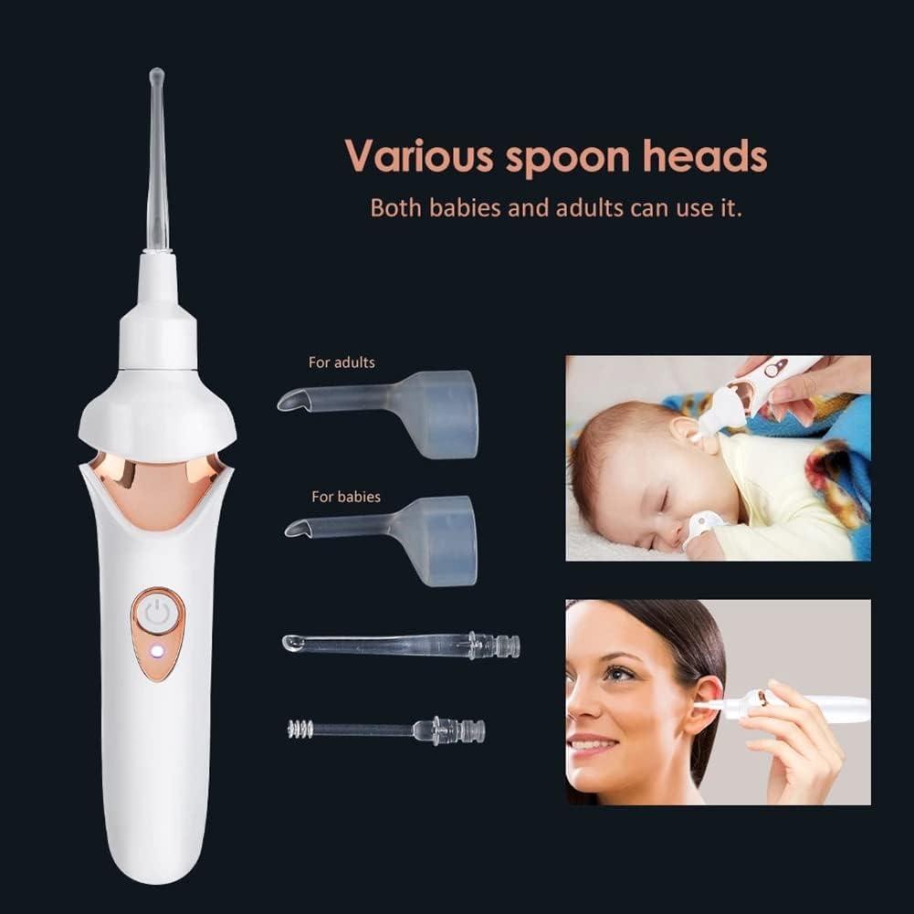 VEGIONE VEGIONE Ear Wax Remover Vacuum Cleaner Ear Wax Removal Painless Cleaning Tool, Ear Cleaning Device for Adults and Kids for Earwax with Light,White