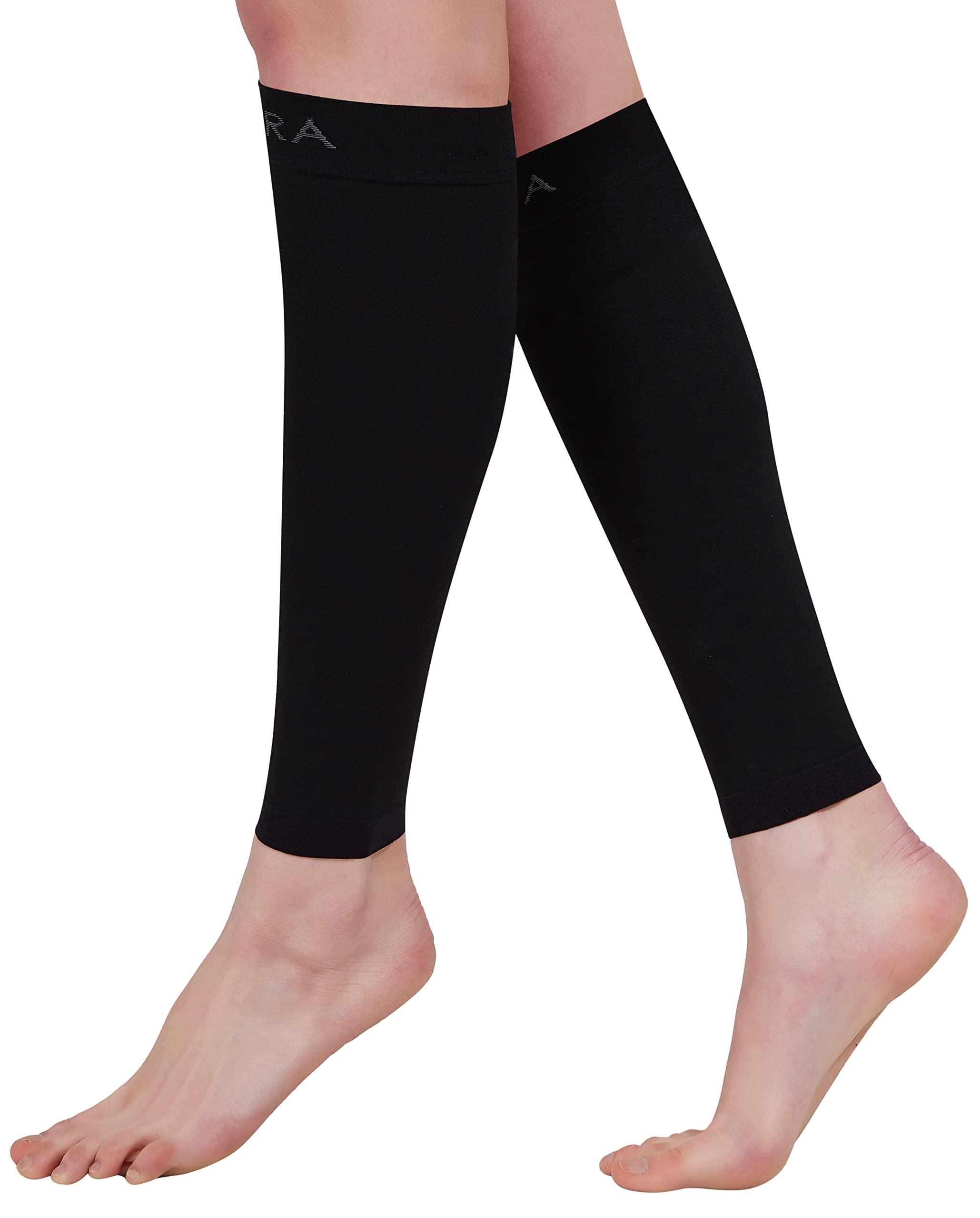 BSERA BSERA Calf Compression Sleeve Women, 2 Pairs 15-20mmHg Calf Support Footless Compression Socks Stockings for Shin Splints, Varicose Veins, Recovery (Black, X-Large)