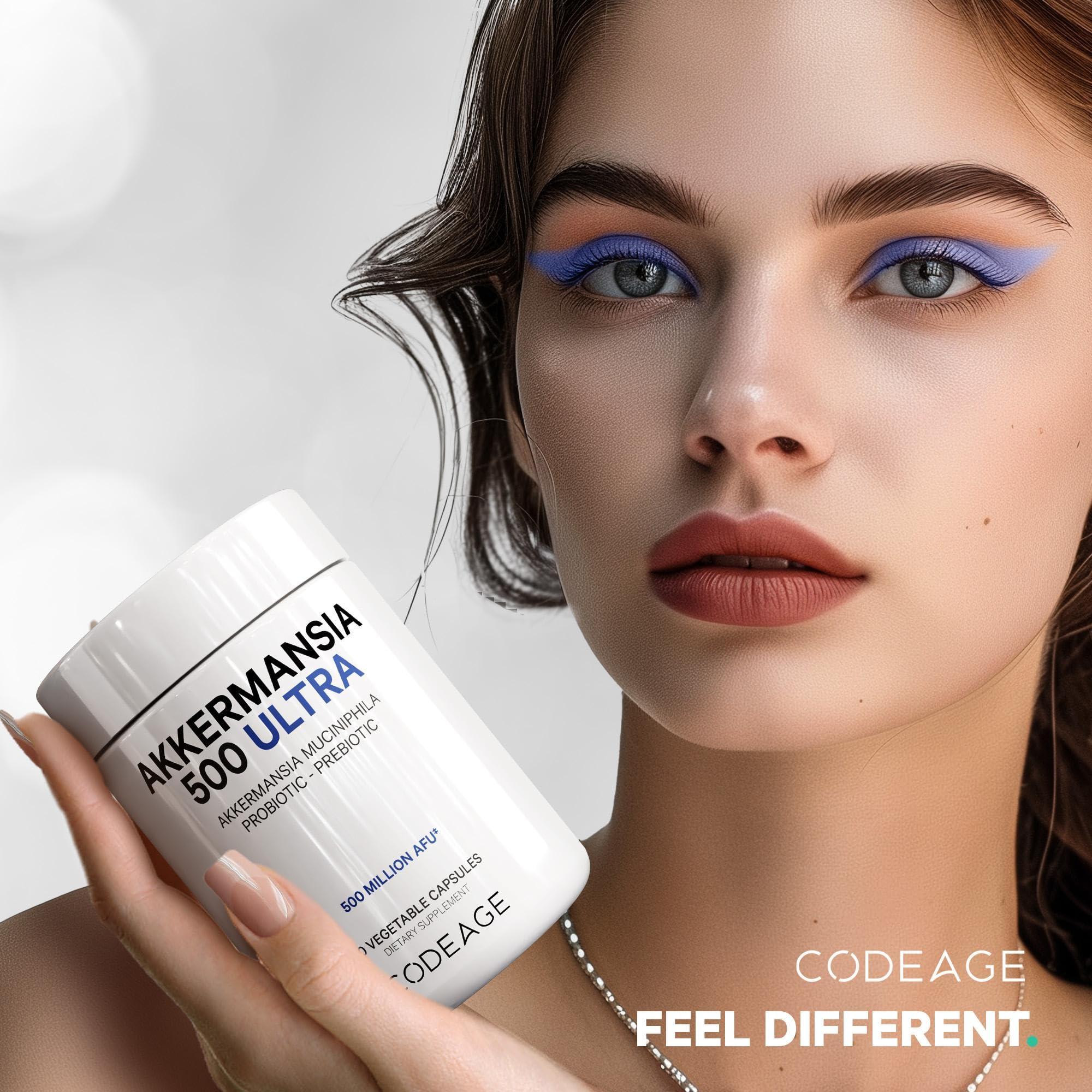 Codeage Codeage Akkermansia Muciniphila Probiotic Ultra - High-Potency 500M AFUs Akkermansia Probiotic Supplement - Enhanced Daily Probiotic & Prebiotic, Chicory Inulin - 3-Month Supply - 90 Capsules