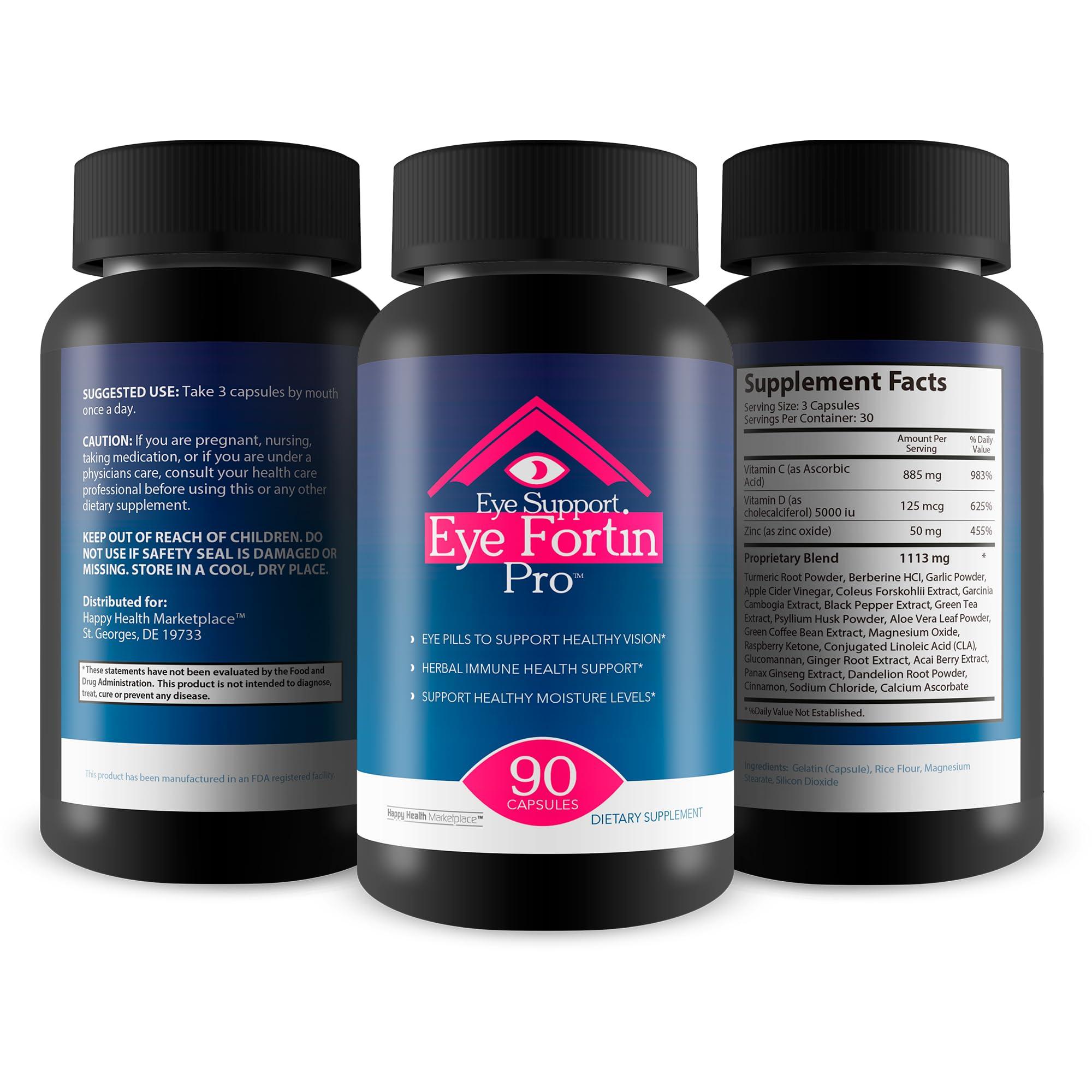 Happy Health Marketplace Eye Support Eye Fortin Pro - Our Best Eye Pills for Vision - Eye Care Supplements Healthy Vision Supplement - Herbal Vision Supplements for Adults - Pro Eyefortin Supplement Eye Support Vitamins