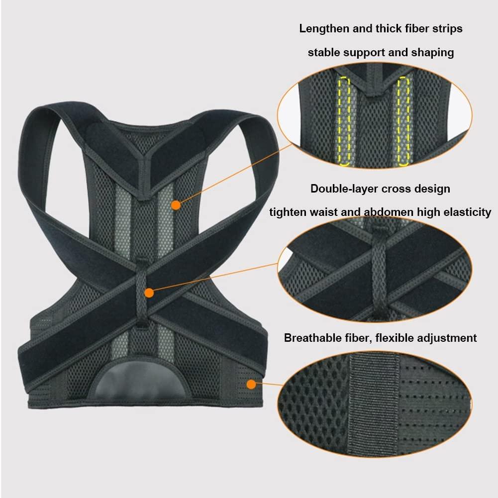SJHY Posture Corrector Back Support Brace Adjustable Back Support for Men Women Back Brace Provide Pain Relief for Neck Back Shoulders Posture Brace Back Posture (Color : Black, Size : Large)