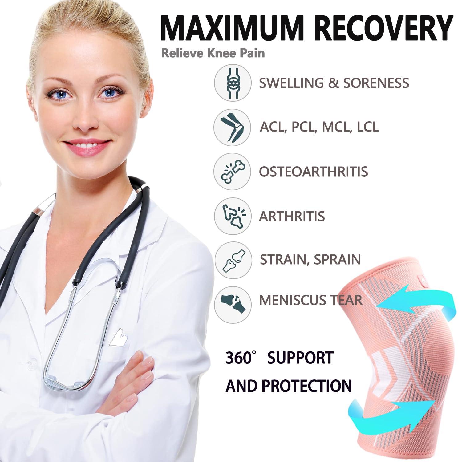 Cinlitek Cinlitek Knee Supports Brace for Women, Knee Compression Sleeves for Joint Pain Relief, Arthritis,Injury Recovery, Meniscus Tear,Knee Pain, ACL, MCL,Jogging Squats, Sports (Medium, Blue)