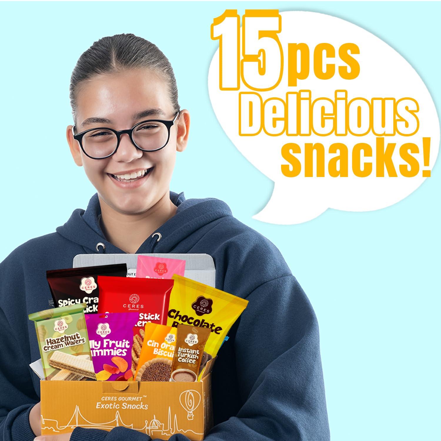 Ceres Gourmet International Exotic Snack Box Variety Pack, Count Premium Foreign Rare Snack Food Gifts for Fun, Mystery Box of Snacks, European Snacks for Adults and Kids (Mini)