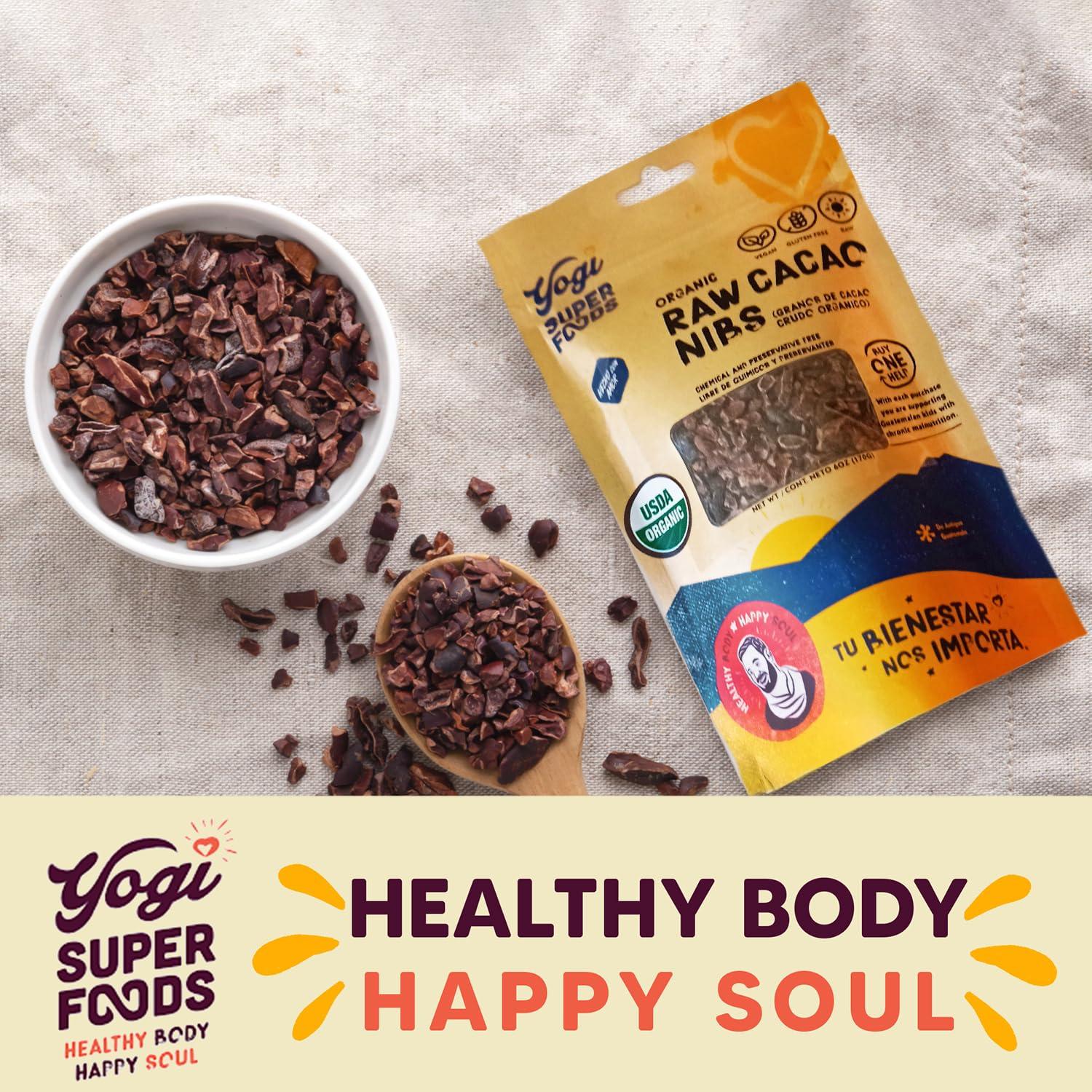 Yogi Super Foods Yogi Super Foods Organic Raw Cacao Nibs, Unsweetened Chocolate Substitute With No Artificial Sugar or Sweeteners, Anti Aging Antioxidant Superfood - Vegan, Gluten Free & Organic