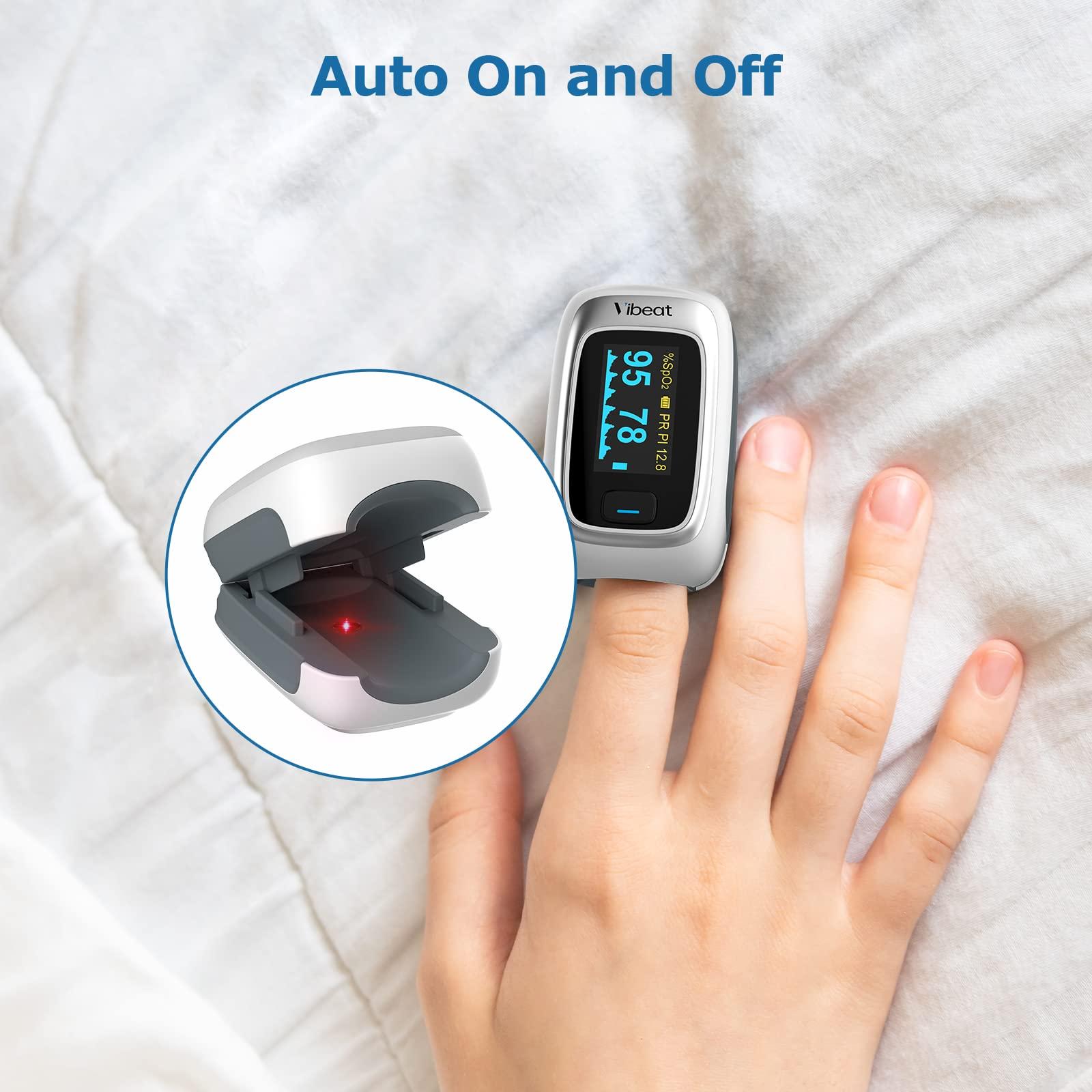 Vibeat Vibeat Bluetooth Fingertip Pulse Oximeter with Pulse Rate, Blood Oxygen Saturation Monitor | Finger O2 Meter, Batteries and Lanyard Included, Free APP, FSA/HSA Eligible