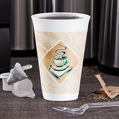 DART Dart 16X16G Café G Foam Hot/Cold Cups, 16oz, White w/Brown & Green (Case of 1000)