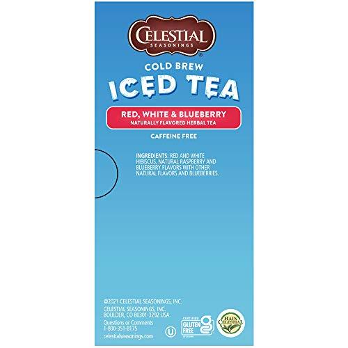 Celestial Seasonings Celestial Seasonings Cold Brew Iced Tea, Red, White & Blueberry, Caffeine Free, 18 Tea Bags (Pack of 6)