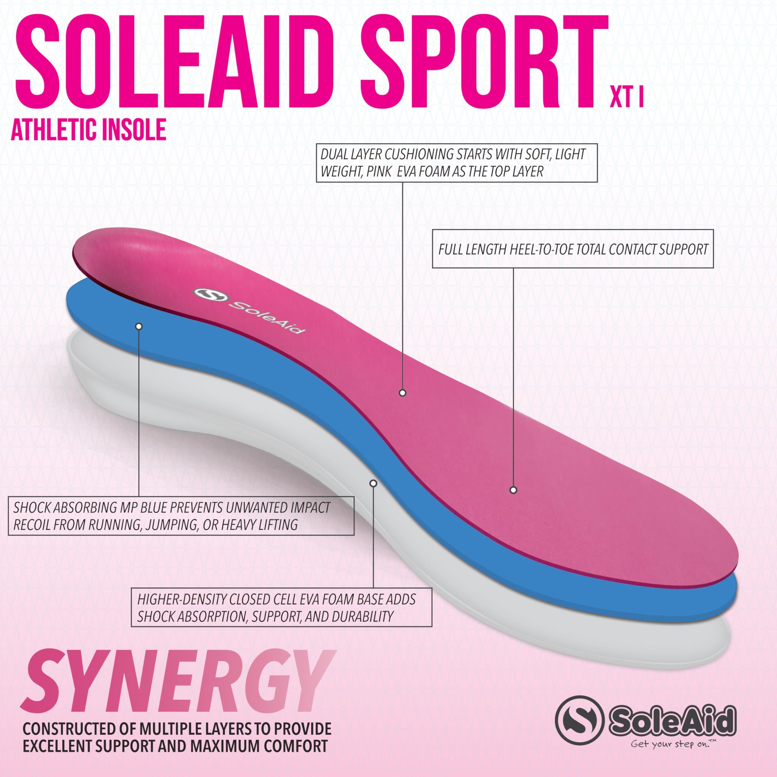SoleAid SoleAid Sport XTI, 3-Layer Performance Insoles, Light Weight, Soft, High Rebound, Shock Absorbing, Anti-Friction, Full Length Foot Support (Men 7-8 / Women 9-10)