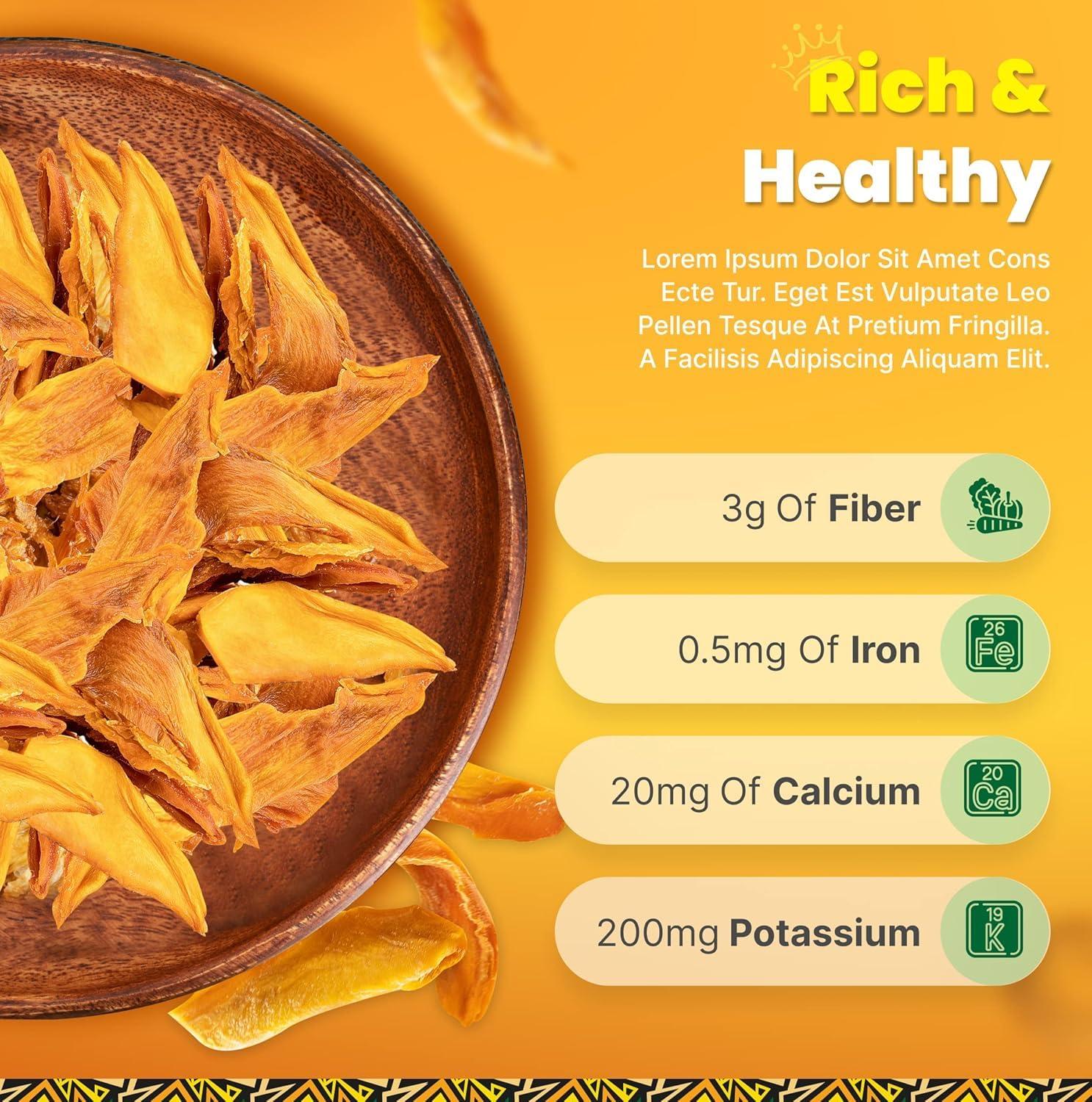 Tropicaux Reign Organic Dried Mango No Sugar Added, 3oz, Pack of 2 (6oz Total) - Delicious and Nutritious Non-GMO Dried Mangoes - No Preservatives or Chemicals - Perfect Snack for Kids & Adults by Tropicaux Reign