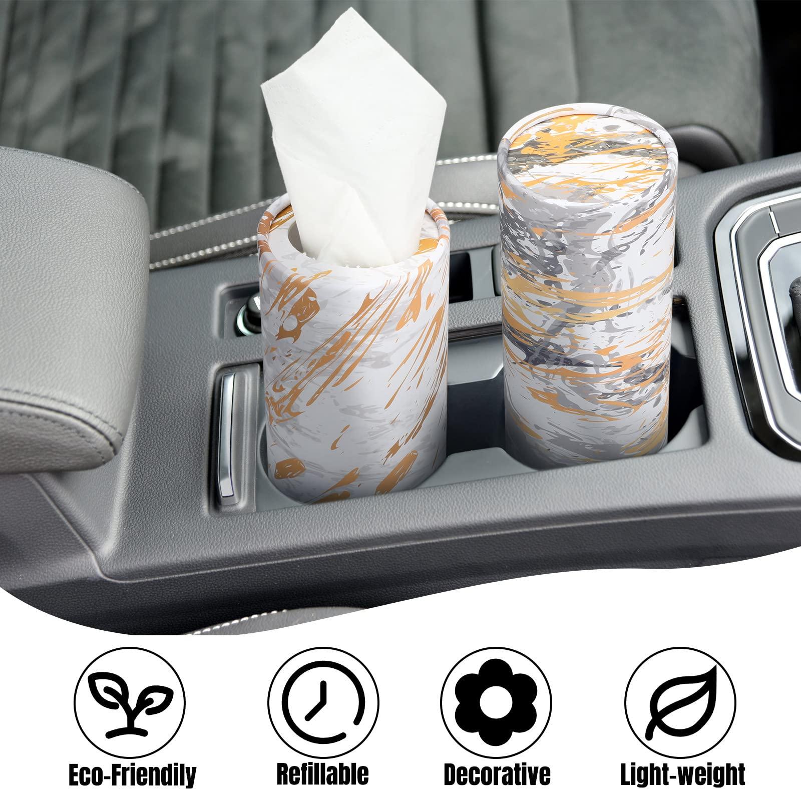 Thenshop Thenshop 12 Pack Car Tissues Cylinder with Facial Tissues Bulk Car Tissues Holder Boxes Decorative Container for Car Home Travel Everyday Tissues Refill