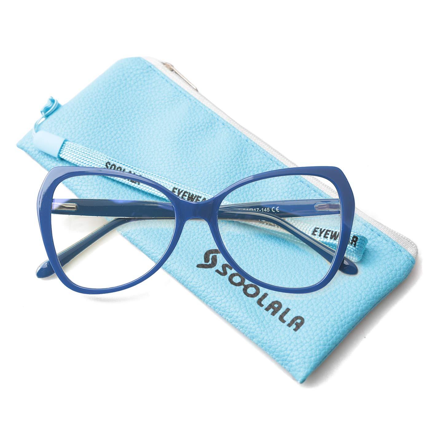 SOOLALA SOOLALA Womens Oversized Reading Glasses TR90 Frame Butterfly Computer Readers, Blue, +1.0x