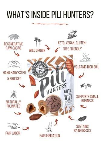 Pili Hunters Pili Hunters Wild Sprouted Pili Nuts - Raw Cacao & Organic Coconut Sugar - Paleo & Vegan Keto Snack for Low Carb Energy - Gluten & Dairy Free Superfood - Non-GMO - As Seen on Shark Tank - (16 oz Bag)