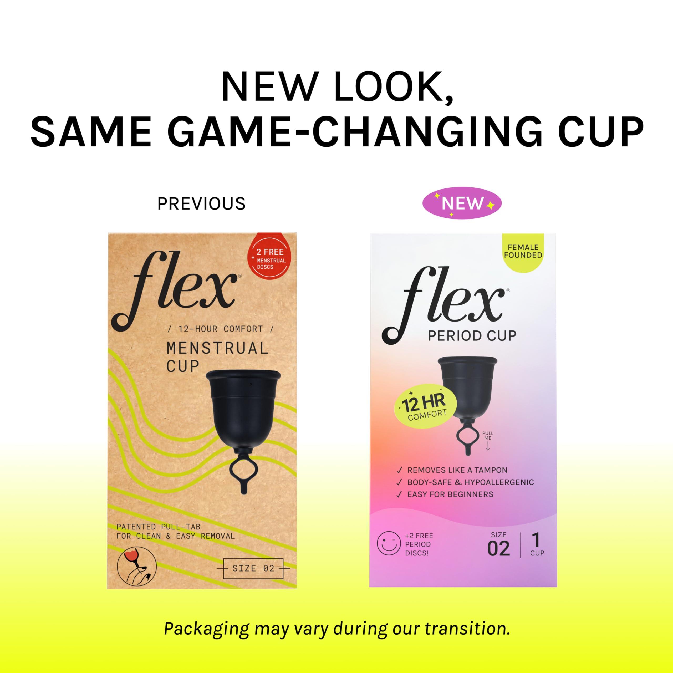 FLEX Flex Cup Starter Kit (Full Fit - Size 02) Bundle | Reusable Menstrual Cup + 2 Free Menstrual Discs + Foaming Cleanser with Neroli