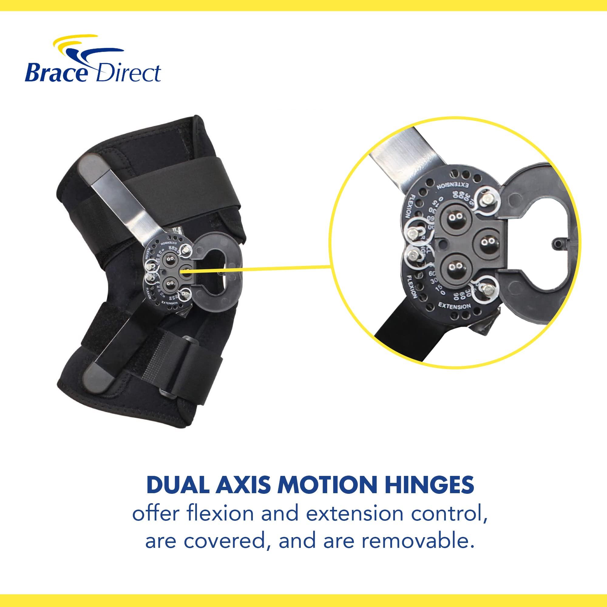 Brace Direct Brace Direct Internal Deluxe Hinged Knee Brace for Knee Pain with Adjustable Compression Wrap & Open Patella -Range of Motion Stabilizer Helps Joint Pain, Meniscus Tears, Arthritis, ACL, PCL & MCL