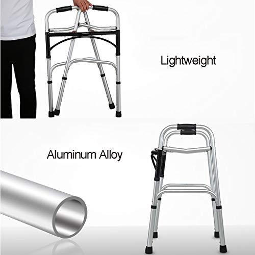 Lattice Walkers Aluminum Walker Frame, Portable Folding Adjustable Height Design with Handbrak/Seat Mobility Aid for Adult Disabled Elderly