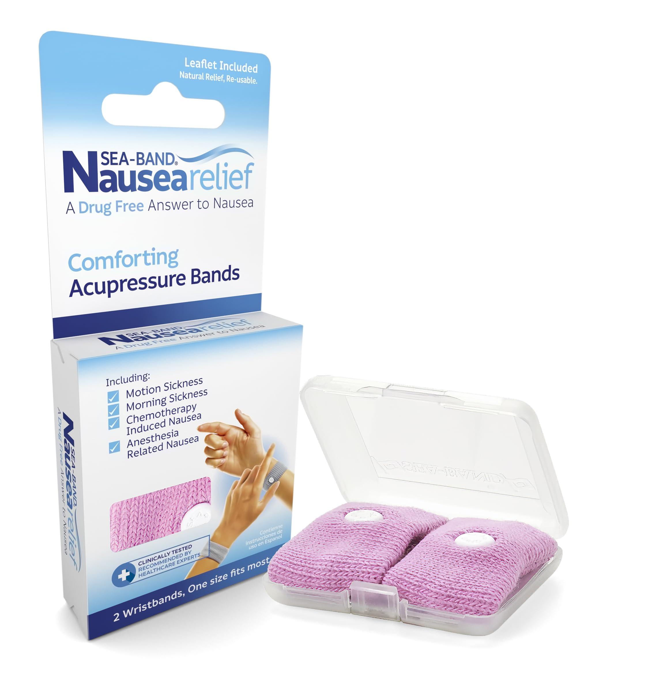 Sea-Band Sea-band Anti-Nausea Acupressure Wristband for Motion & Morning Sickness - 1 Pair Pink